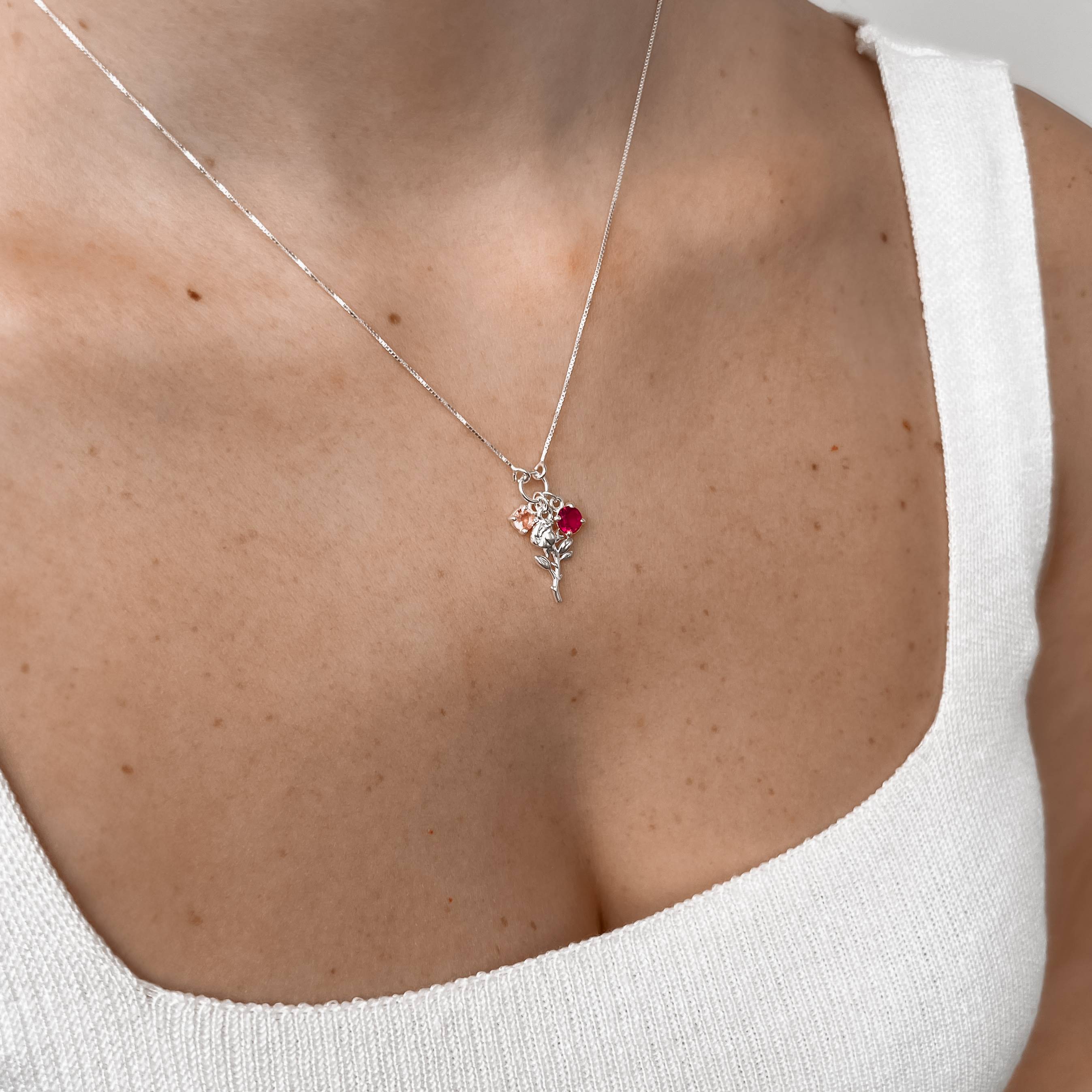 Imagem Colar entremeio círculo pingentes rosa, zircônias rosê e cereja v12 45cm