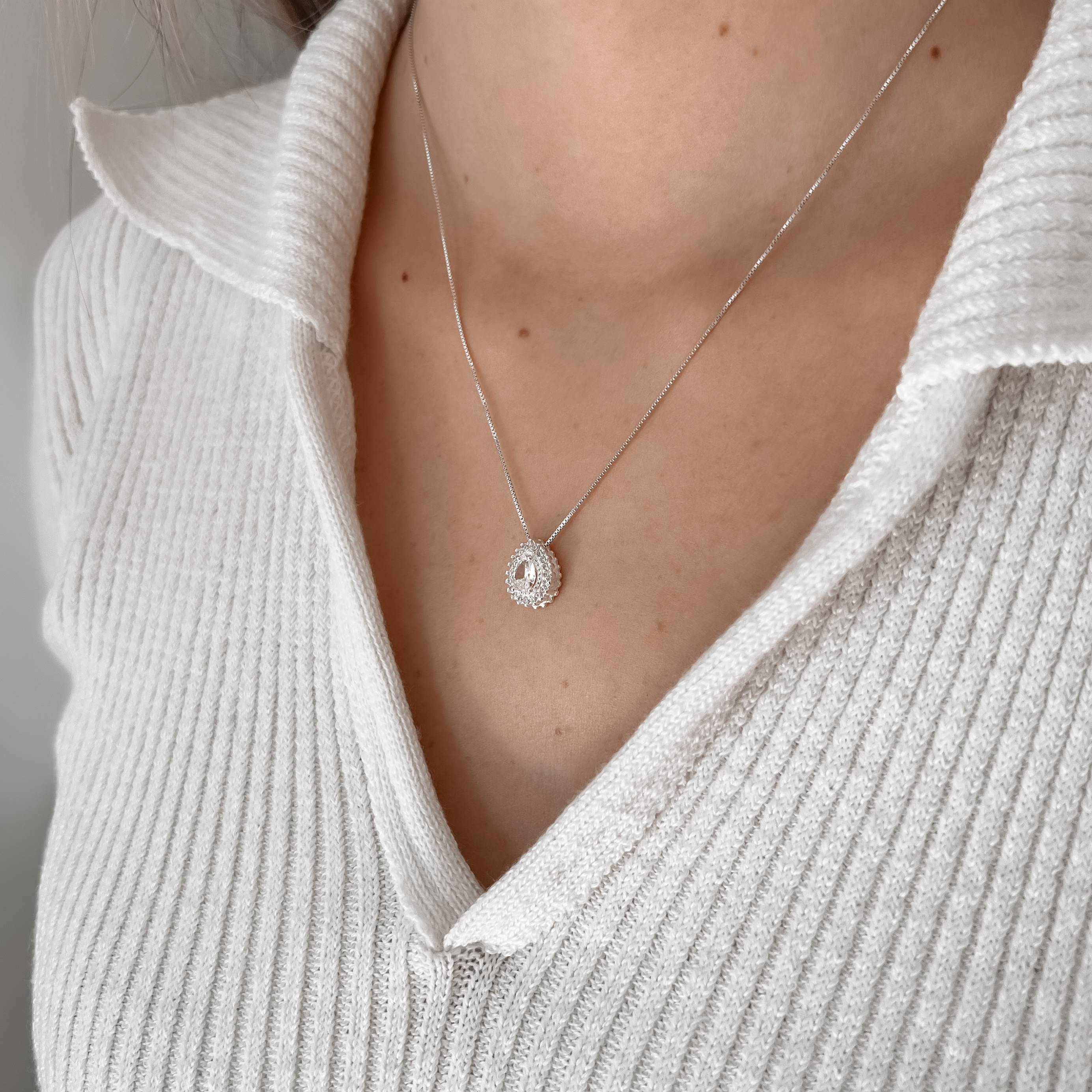 Imagem Colar gota cravejada caixa alta 12mm 45cm