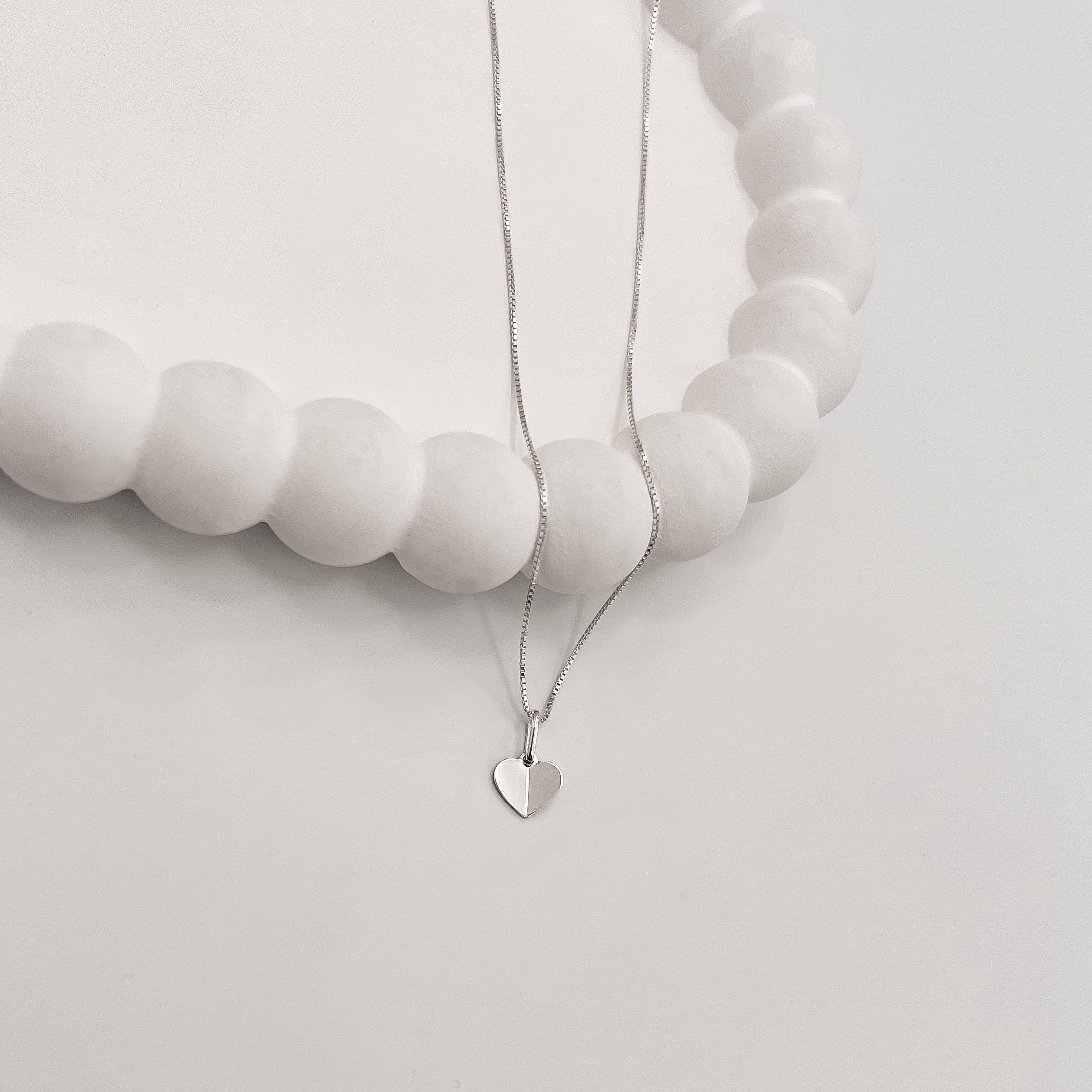 Imagem Colar pingente coração vinco 8mm 40cm