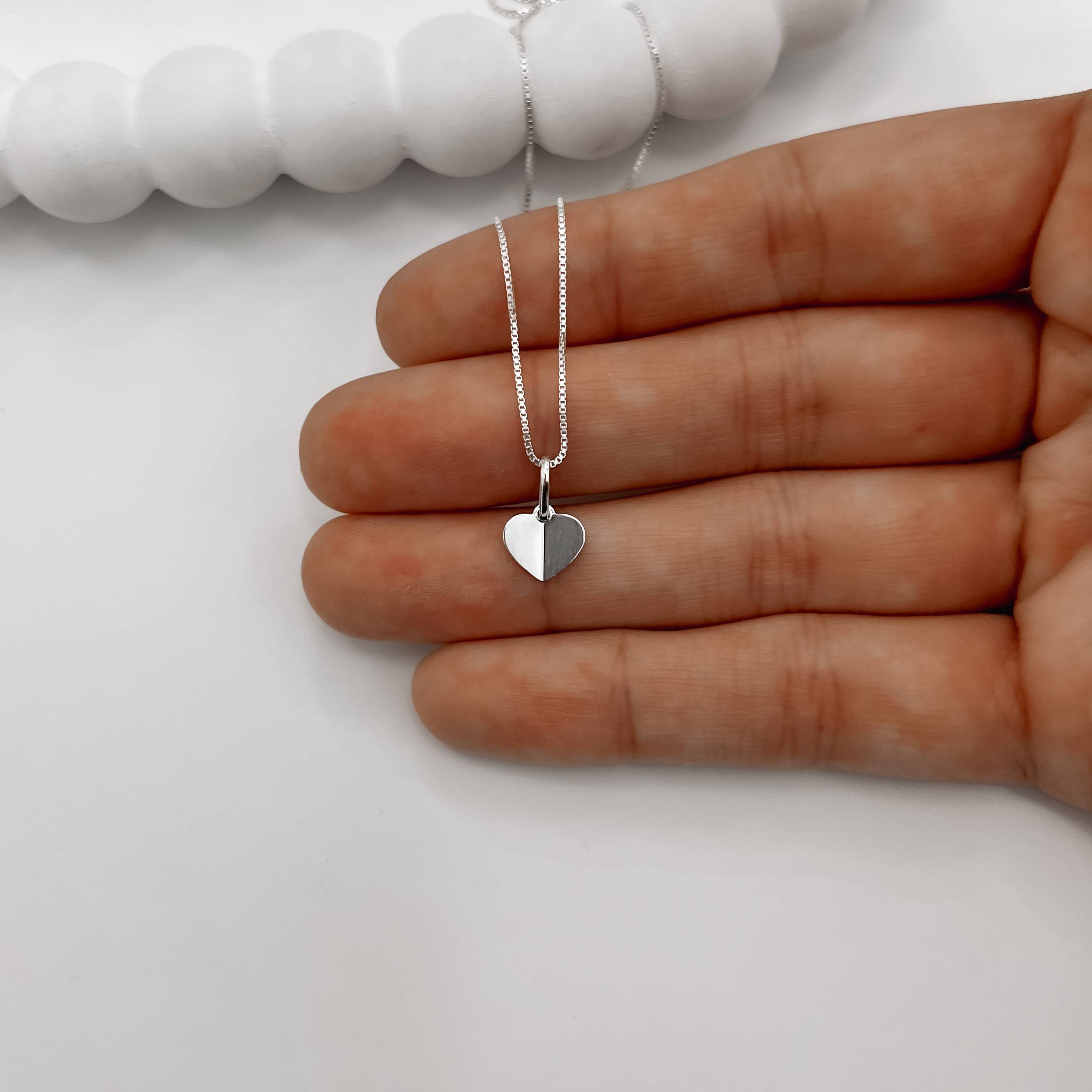 Imagem Secundária Colar pingente coração vinco 8mm 40cm