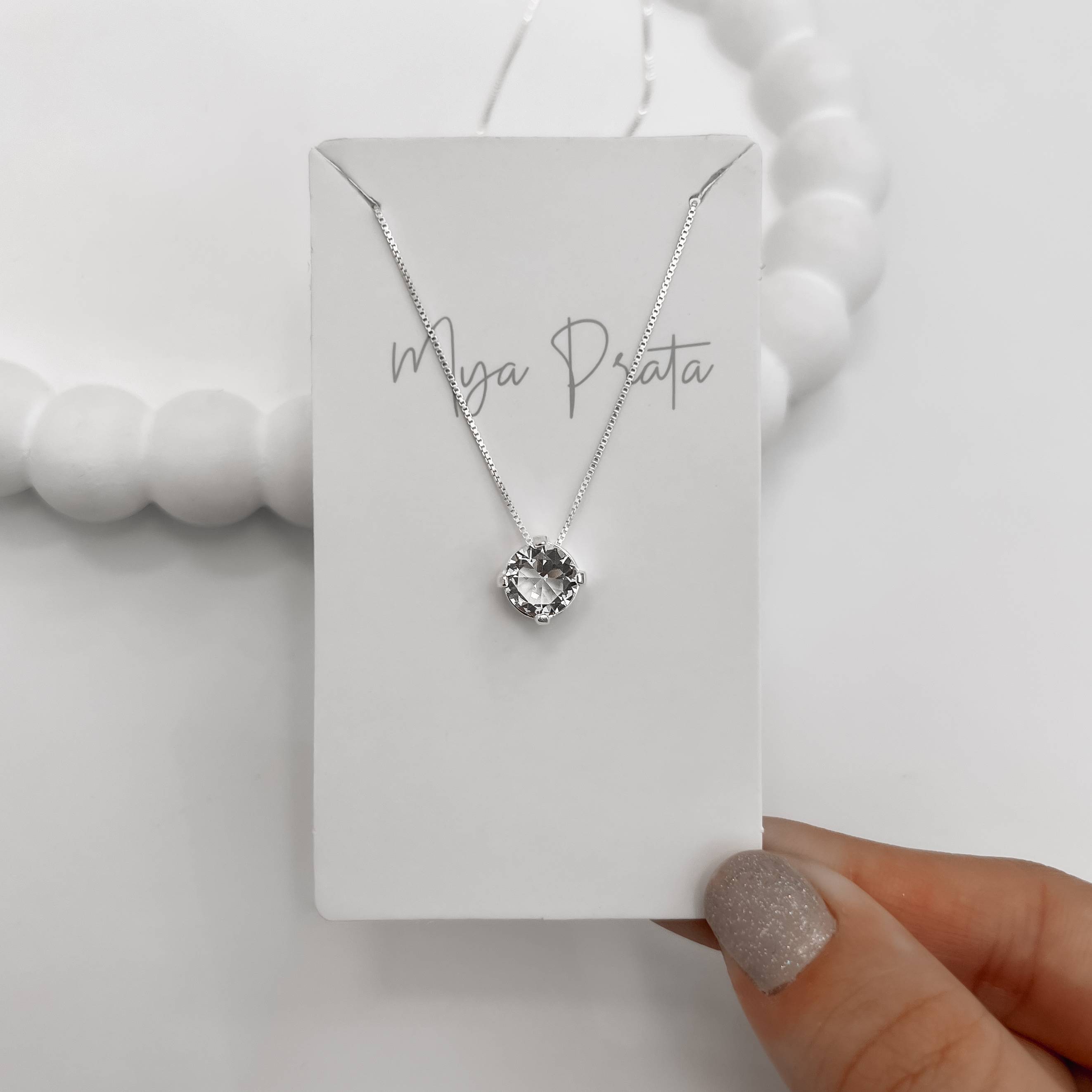 Imagem Secundária Colar zircônia cristal 8mm 45cm