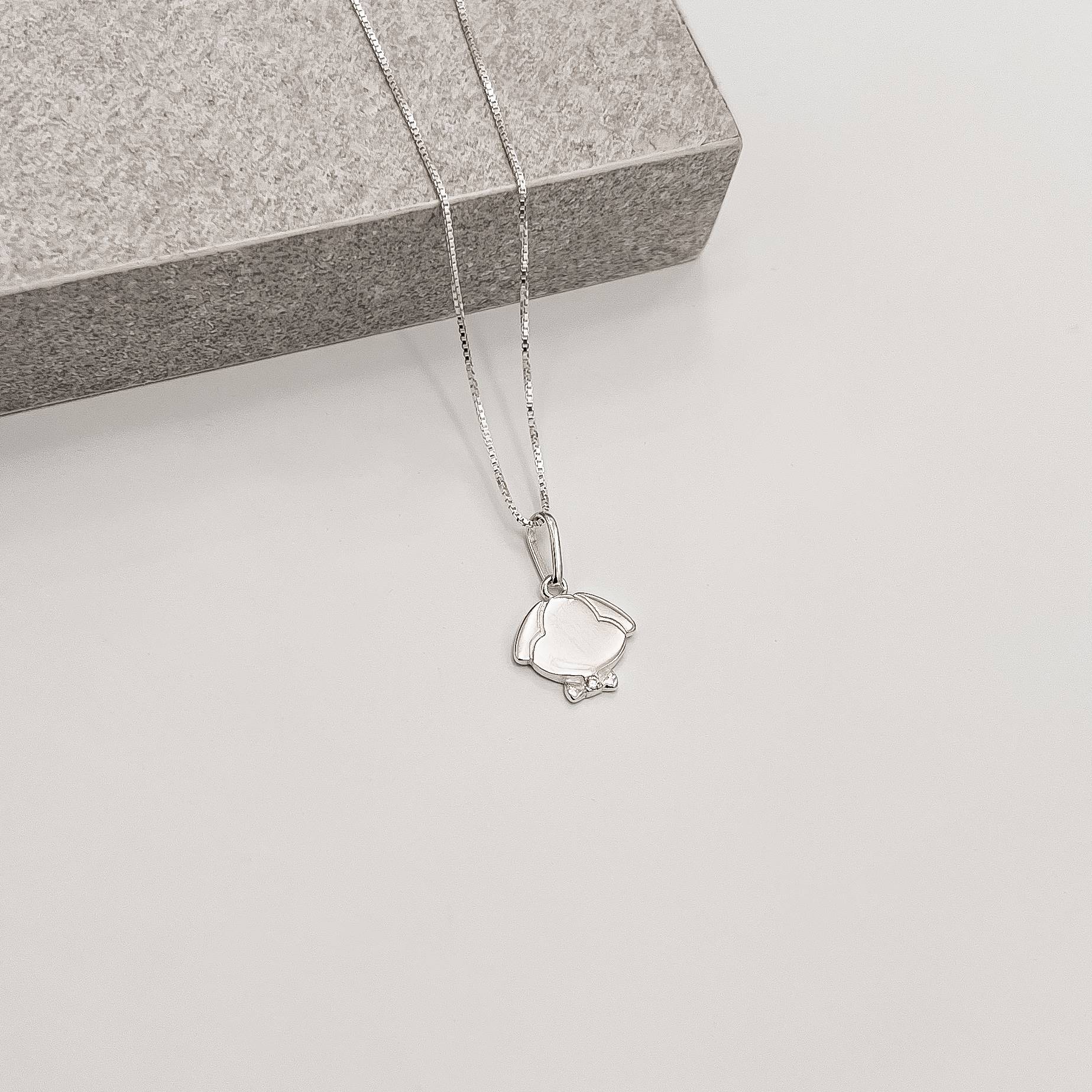 Colar pingente cachorro detalhe zircônia 12mm 45cm