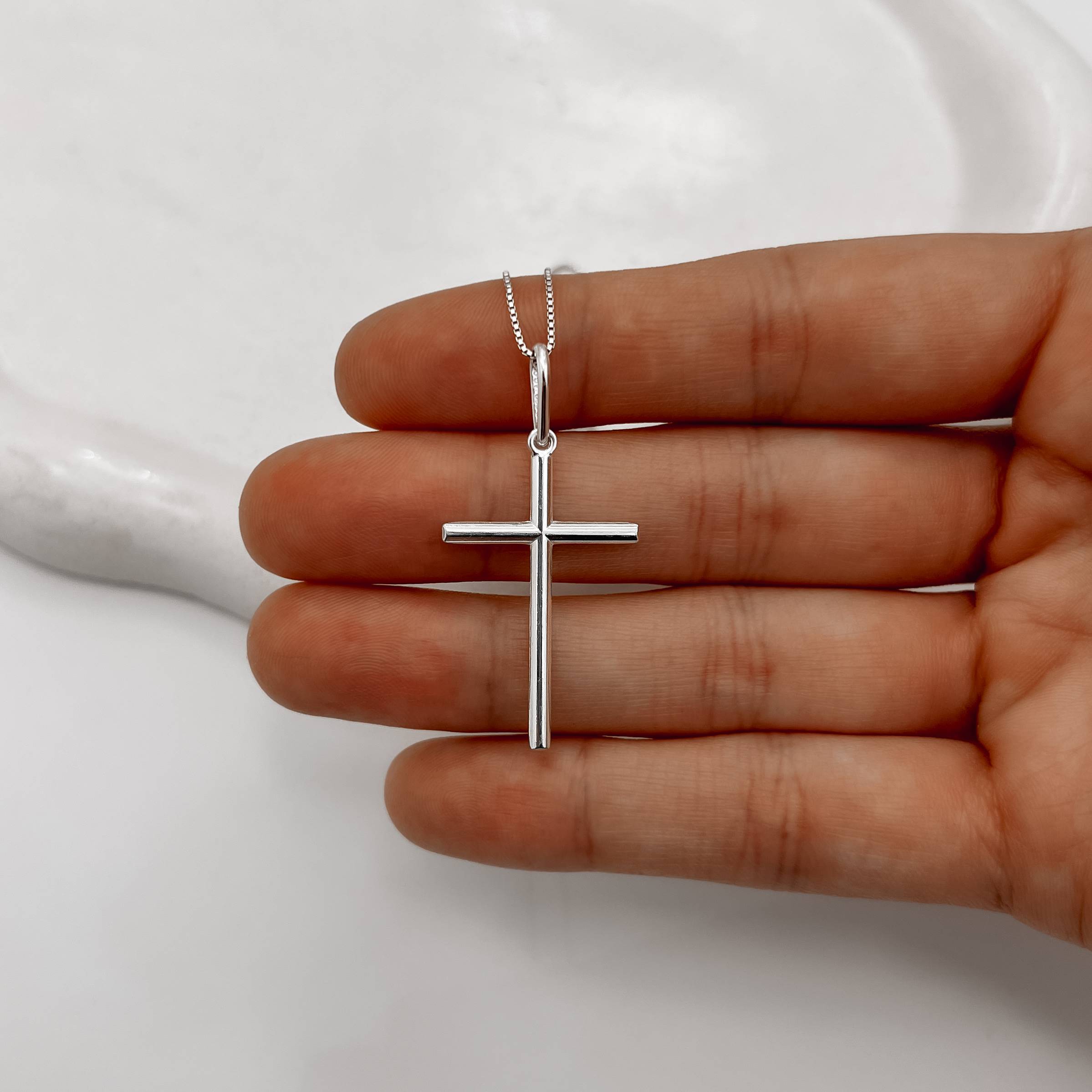 Imagem Colar pingente cruz palito 30mm 45cm