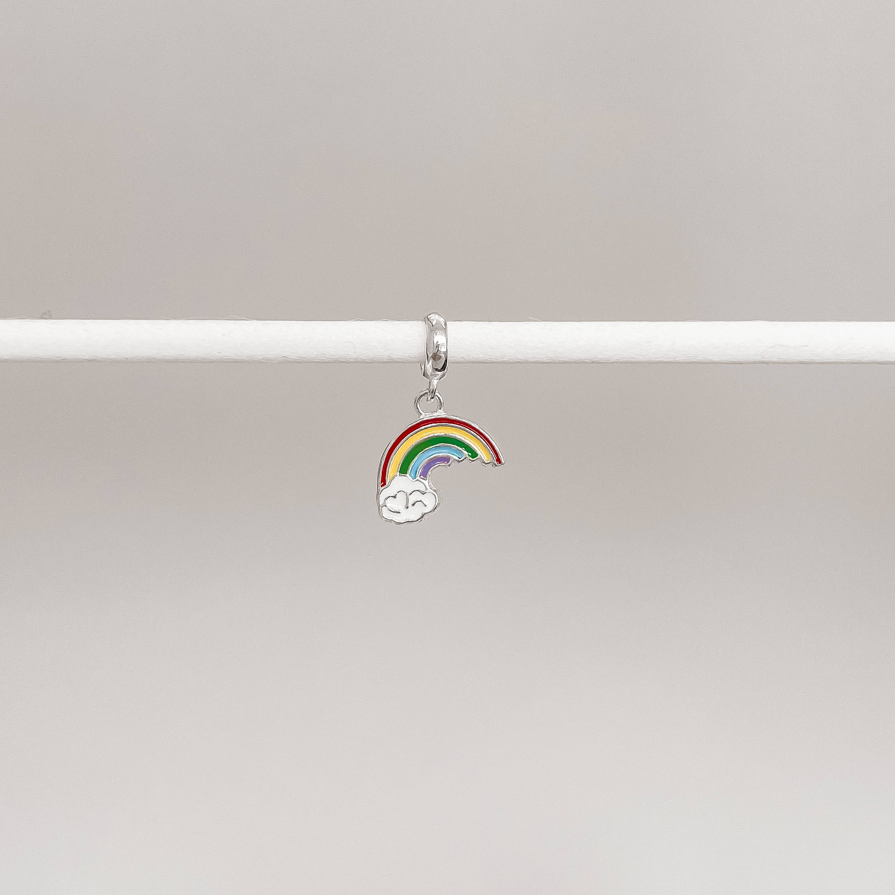 Berloque pingente arco-íris resina 13mm