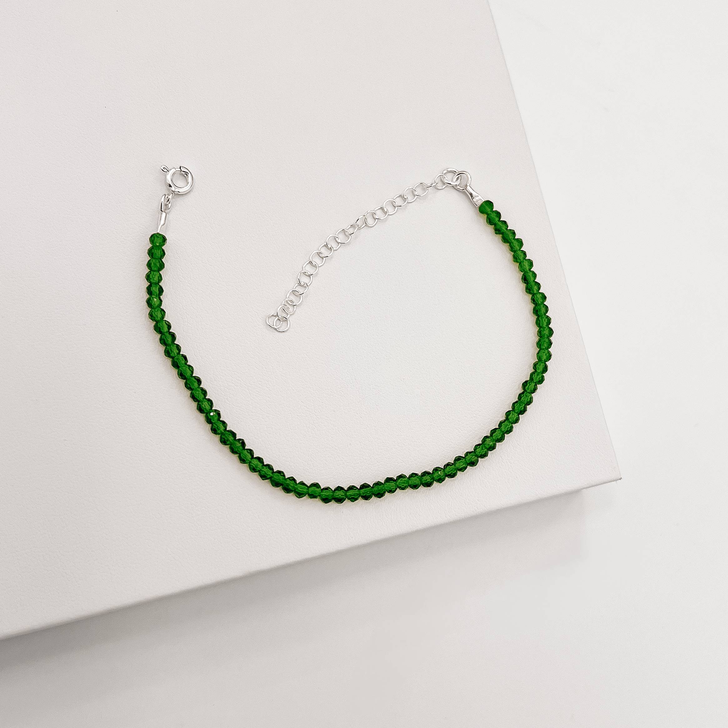 Imagem Secundária Pulseira cristal verde transparente 3mm 16cm com alongadora