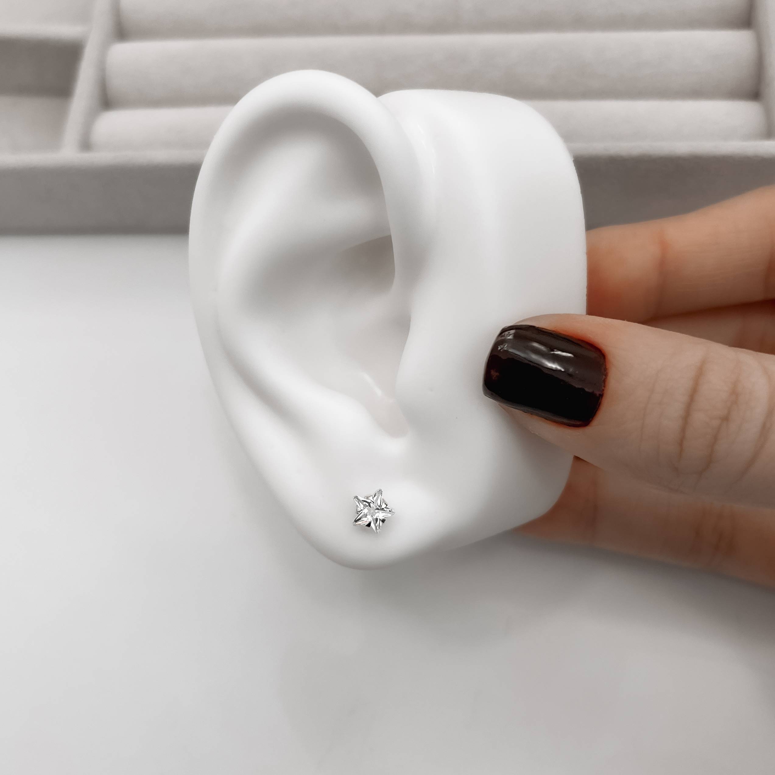 Imagem Secundária Brinco zircônia estrela cristal 6mm