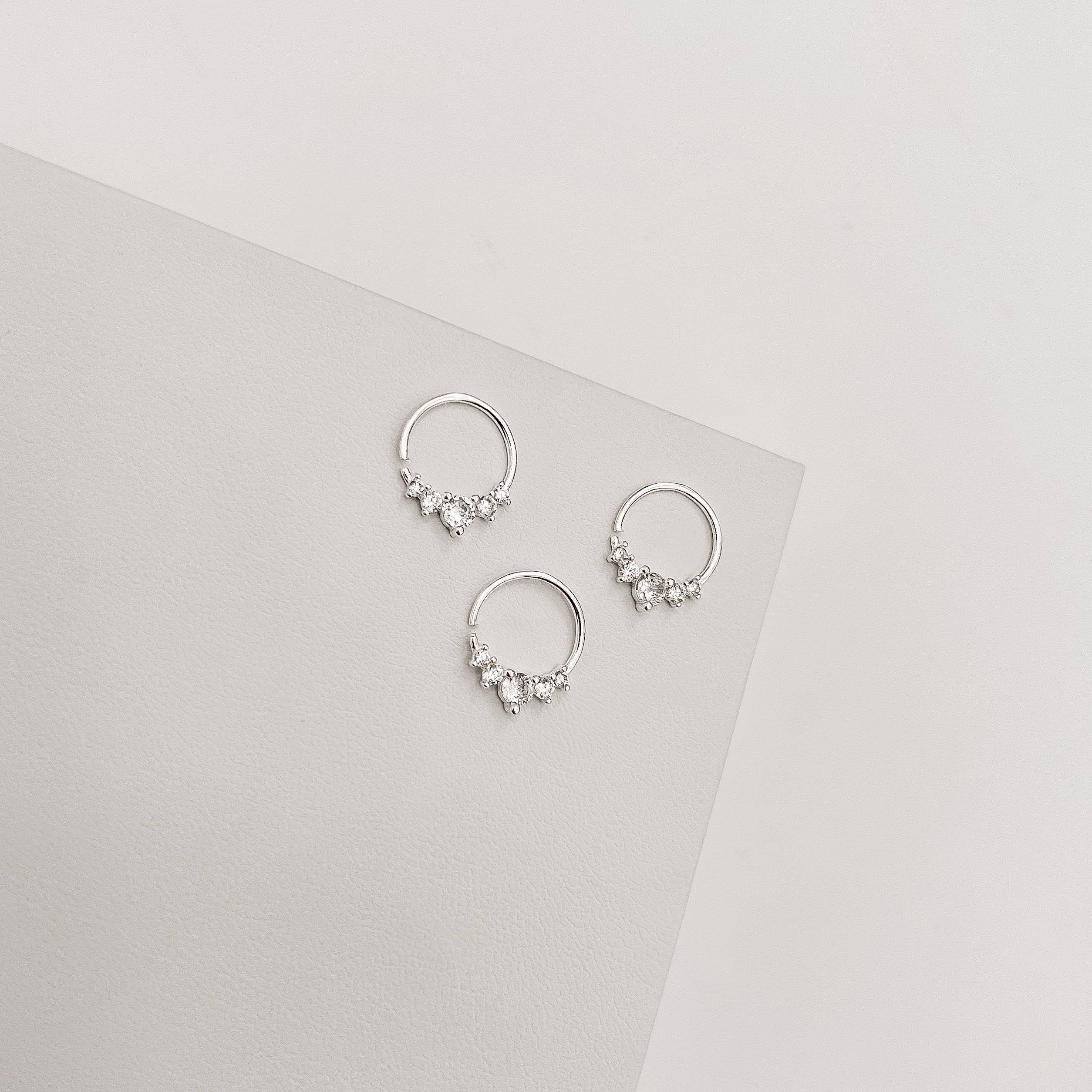 Piercing argola 5 zircônias 11mm