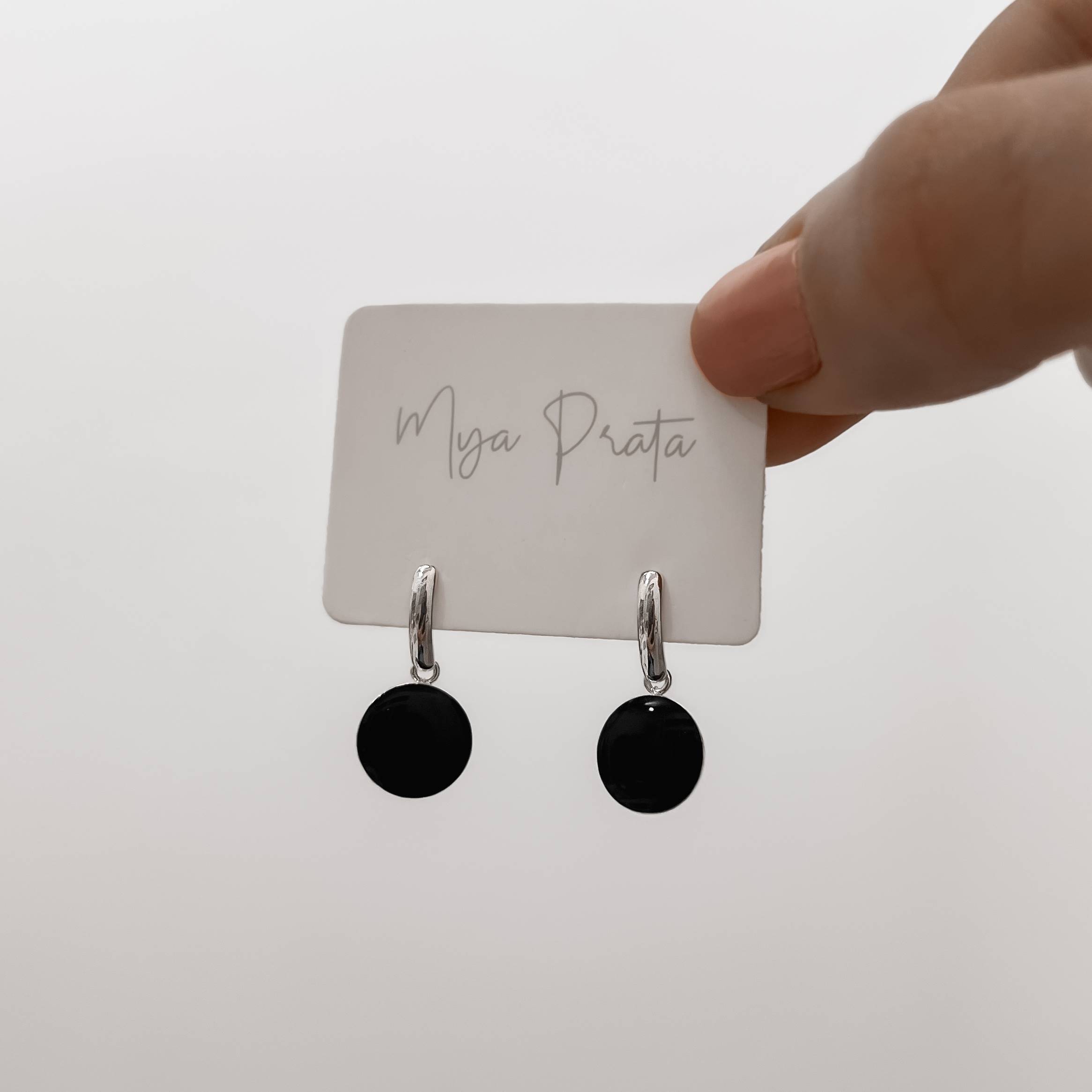 Imagem Brinco base com círculo ônix 10mm resina