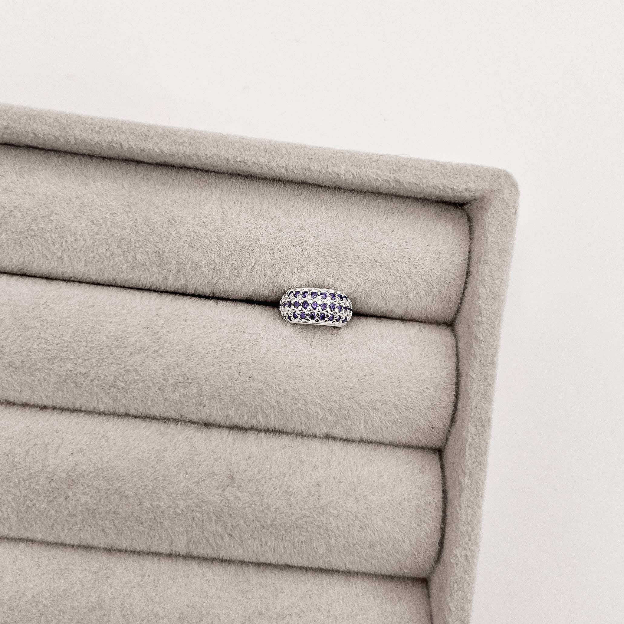 Berloque separador triplo cravejado lilás 10mm