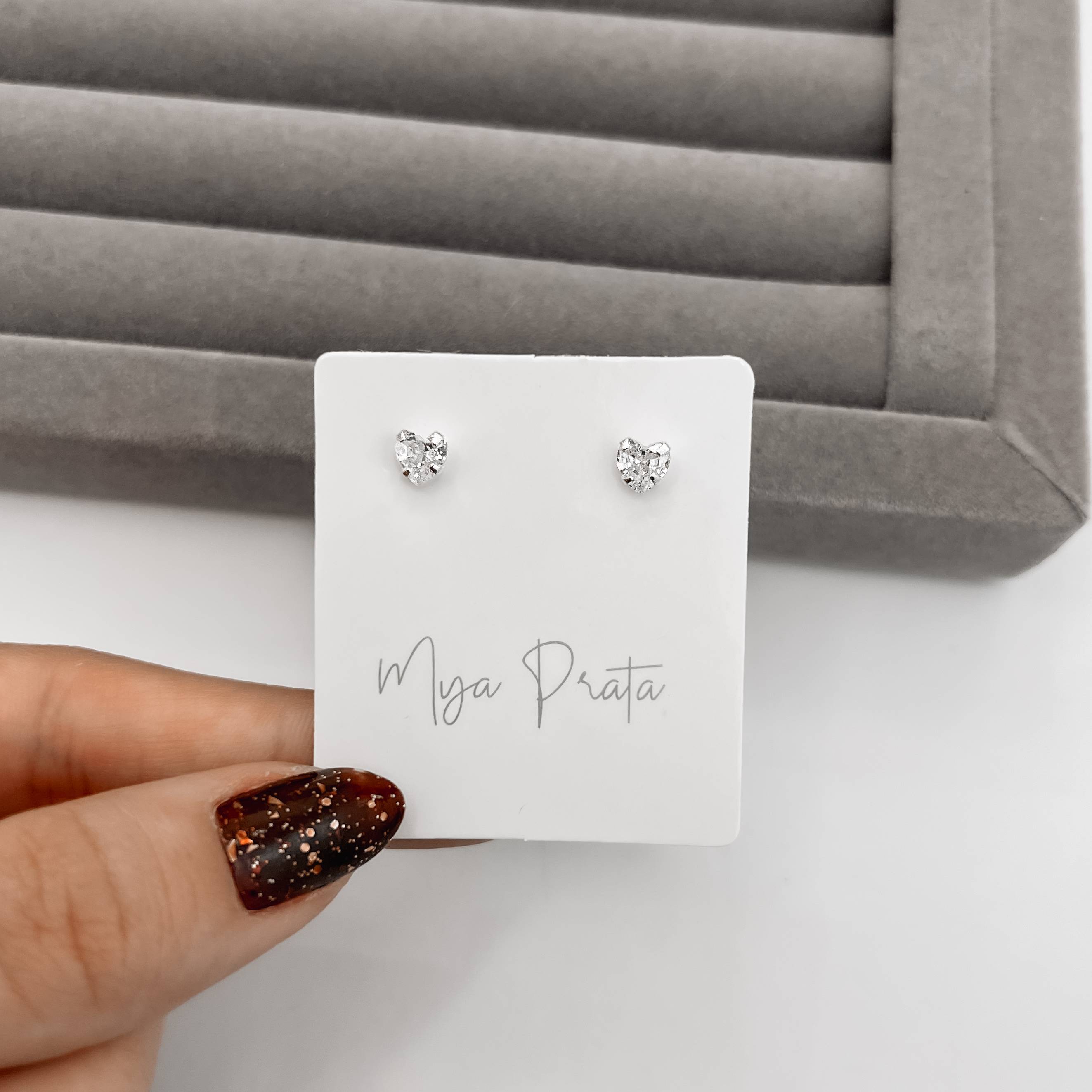 Imagem Secundária Brinco zircônia coração cristal 5mm