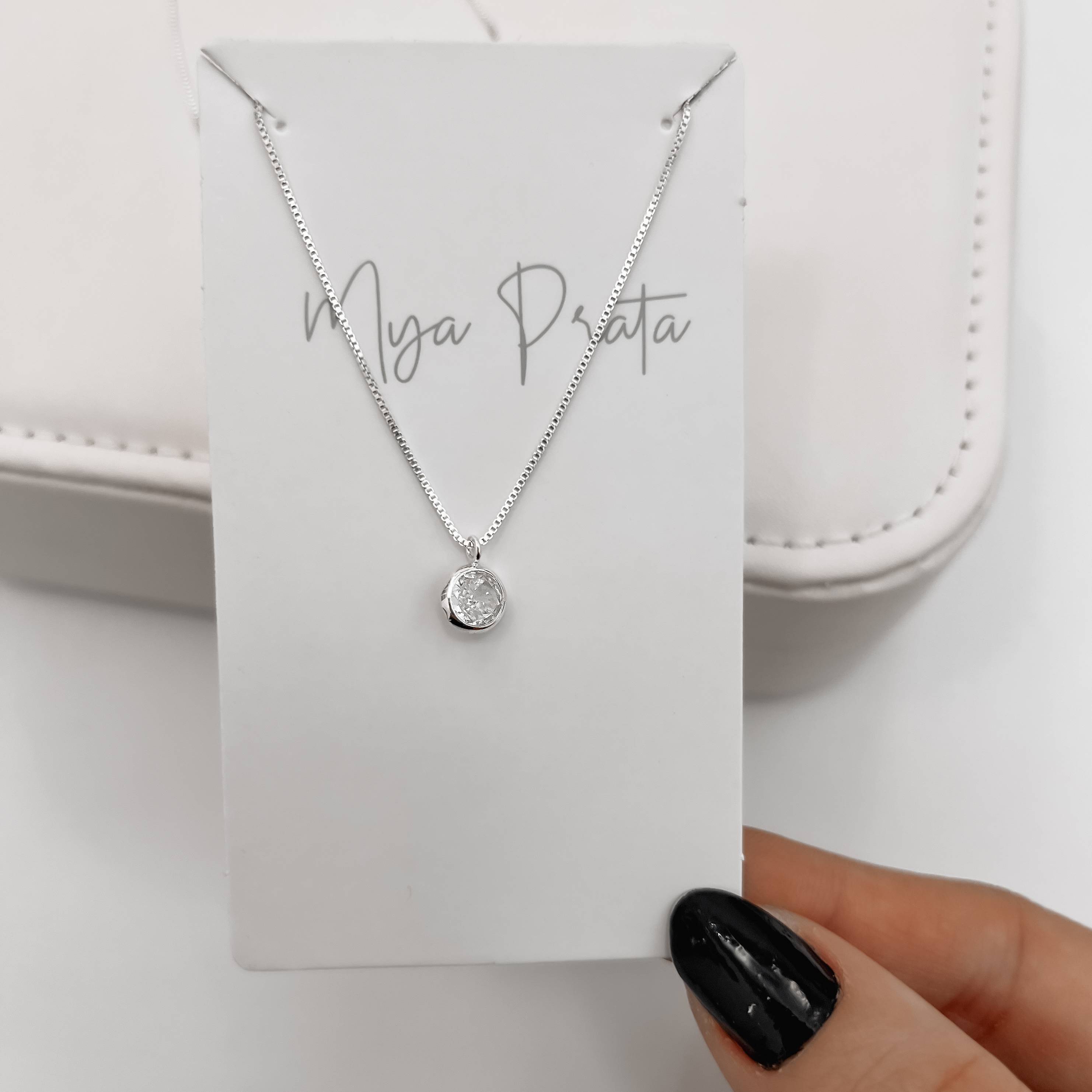 Imagem Colar zircônia redonda cristal embutida 6mm 40cm