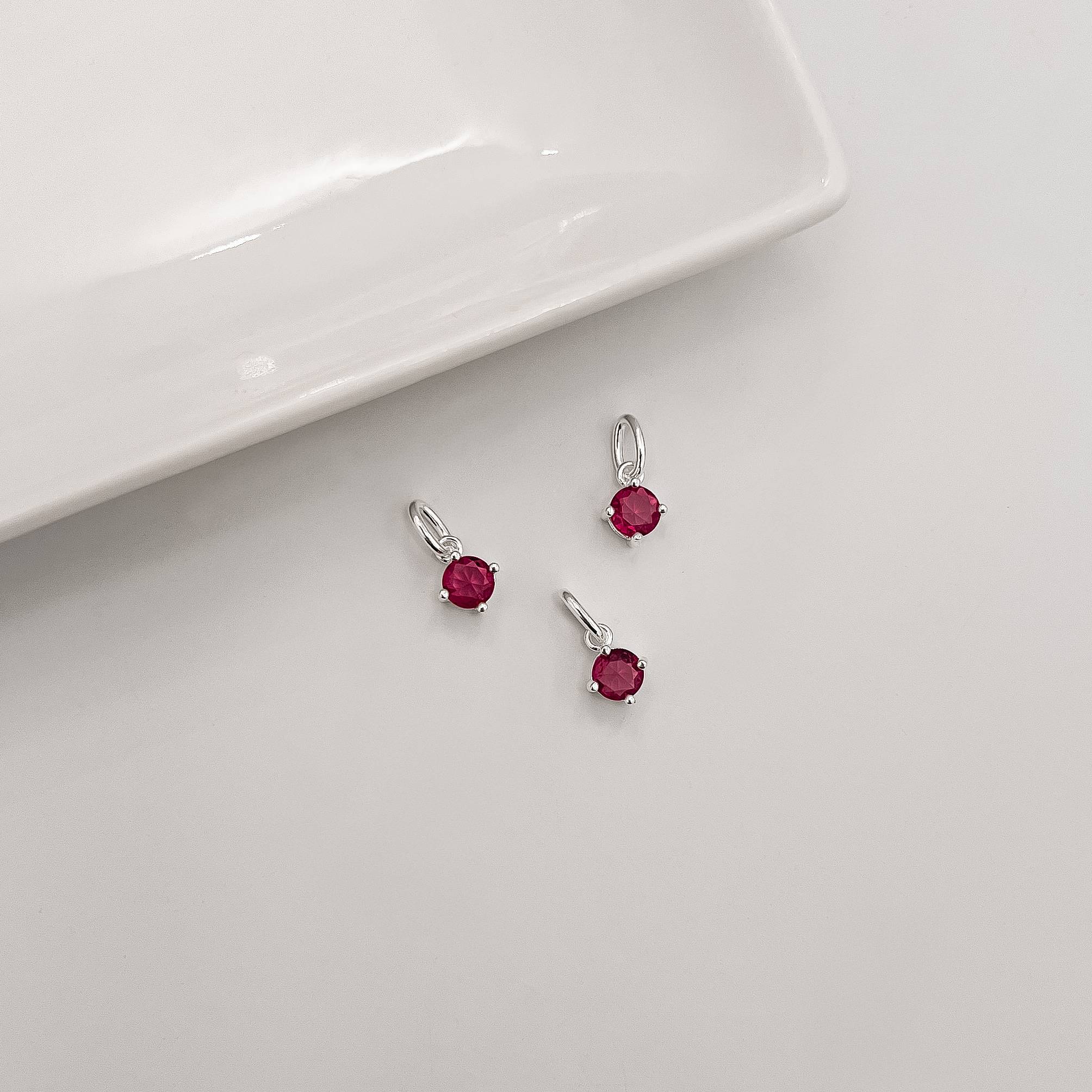 Pingente zircônia redonda cereja 5mm