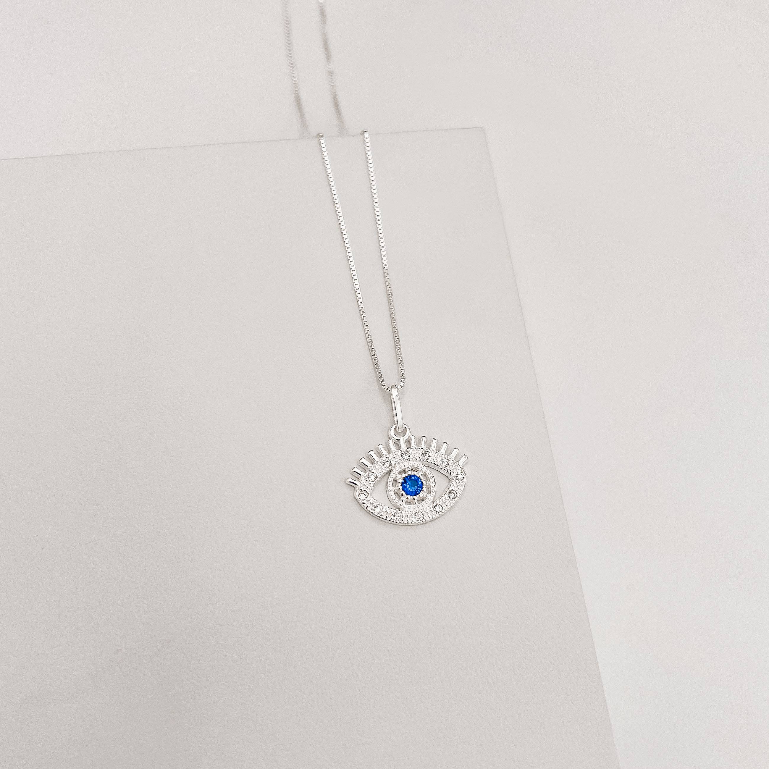 Imagem Colar pingente olho cravejado 17mm 45cm