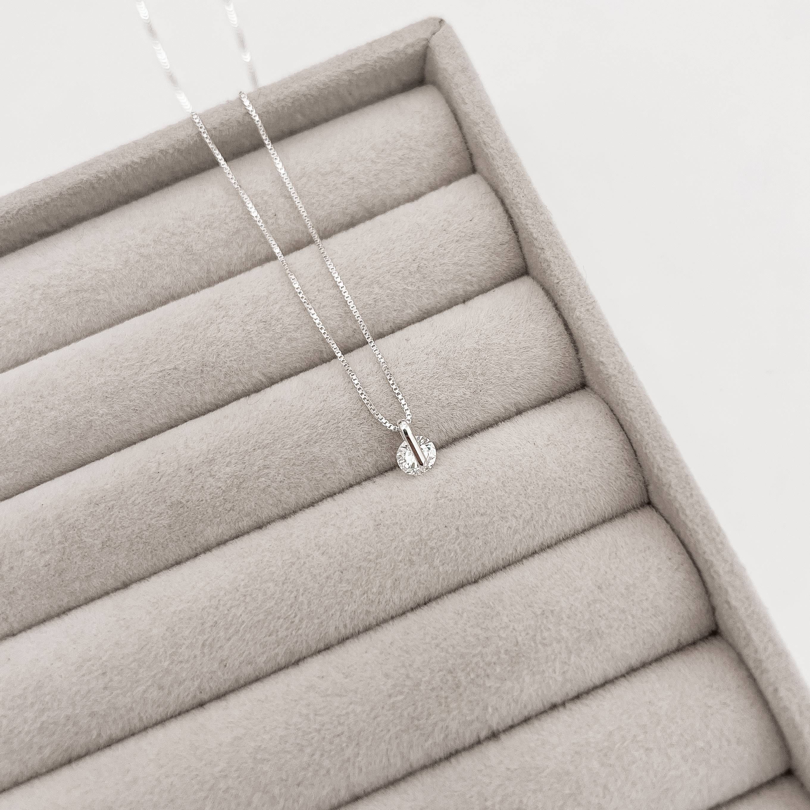 Imagem Colar pingente zircônia redonda 5mm 40cm