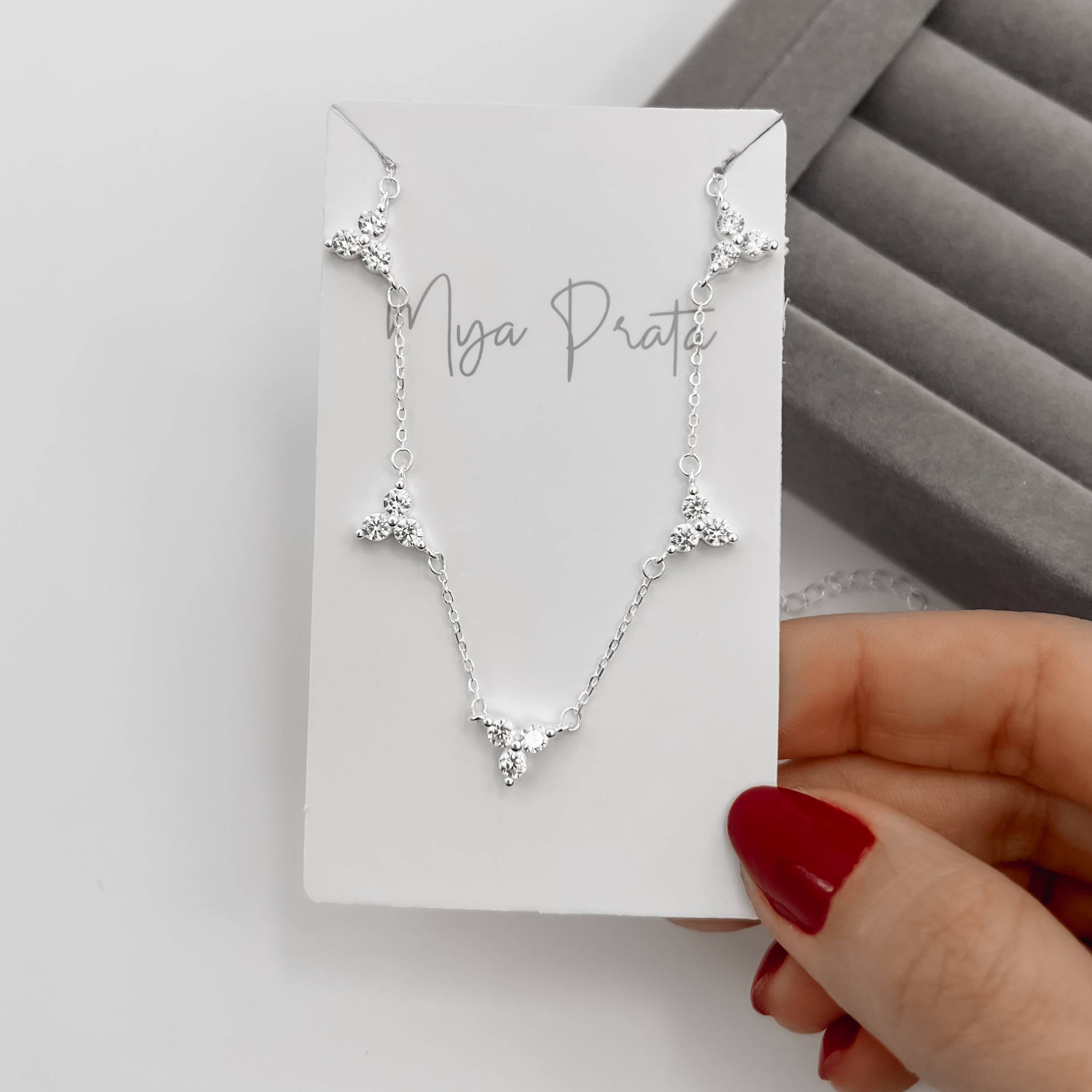 Imagem Secundária Colar entremeios 3 zircônias 7mm 40+5cm