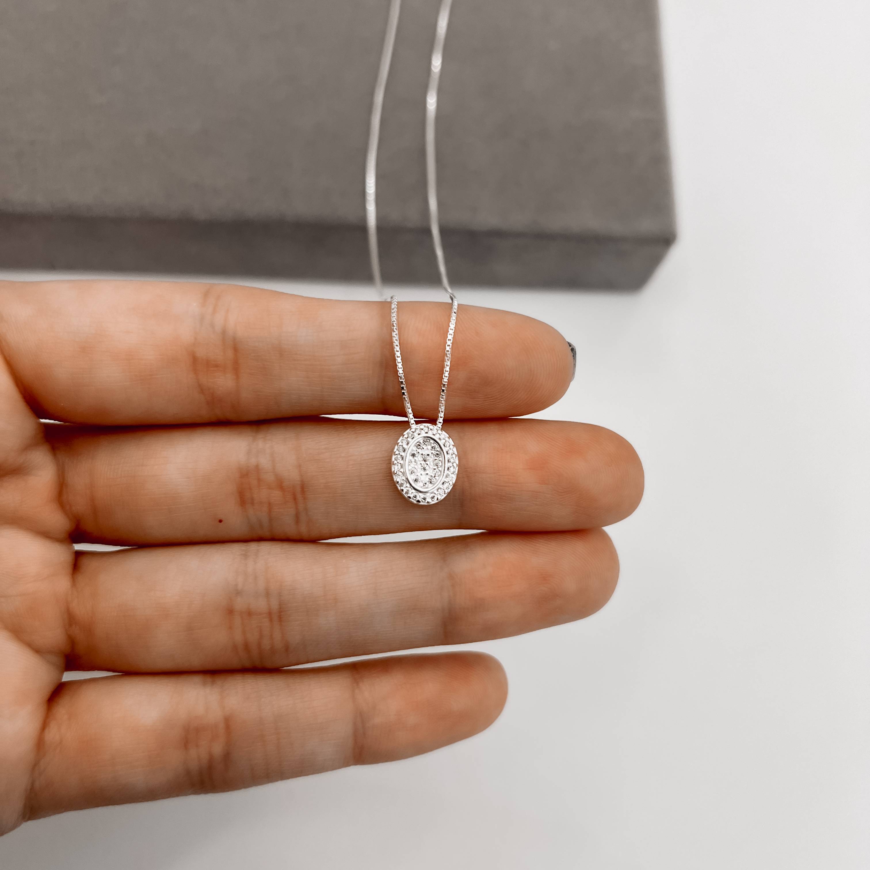 Imagem Colar oval cravejado 11mm 45cm