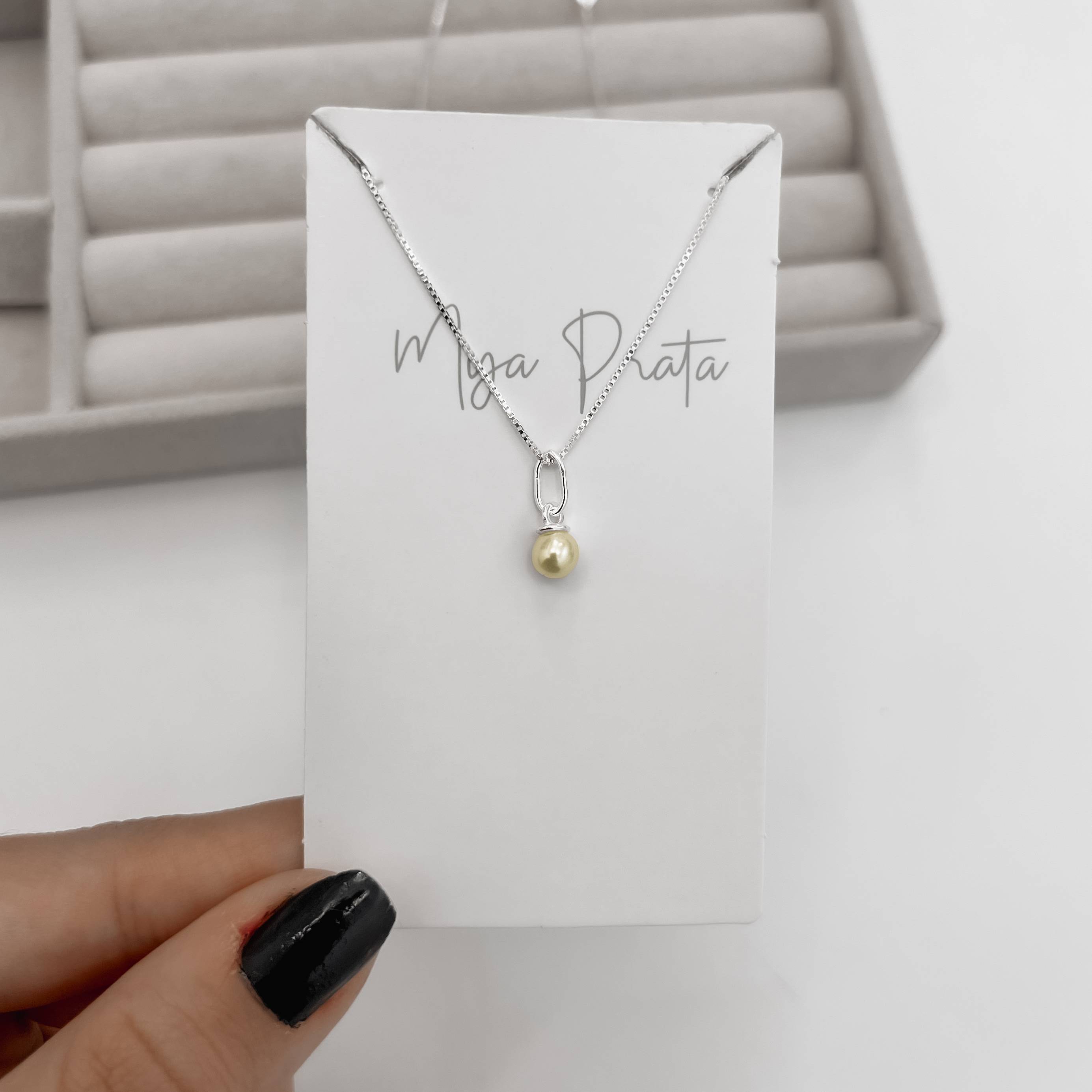 Imagem Colar pingente pérola 5mm 40cm