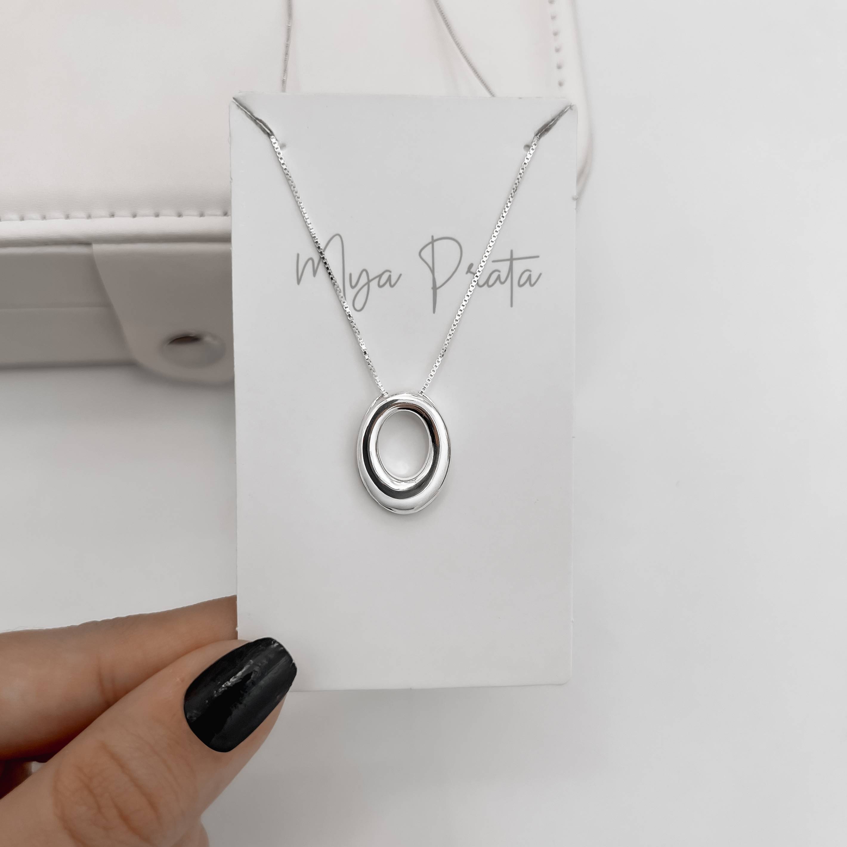 Imagem Colar oval vazado 18mm 45cm