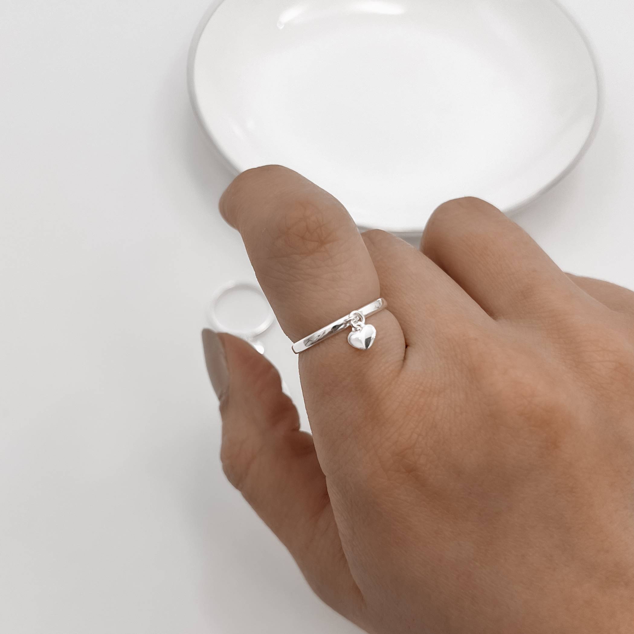 Anel pingente coração 5mm