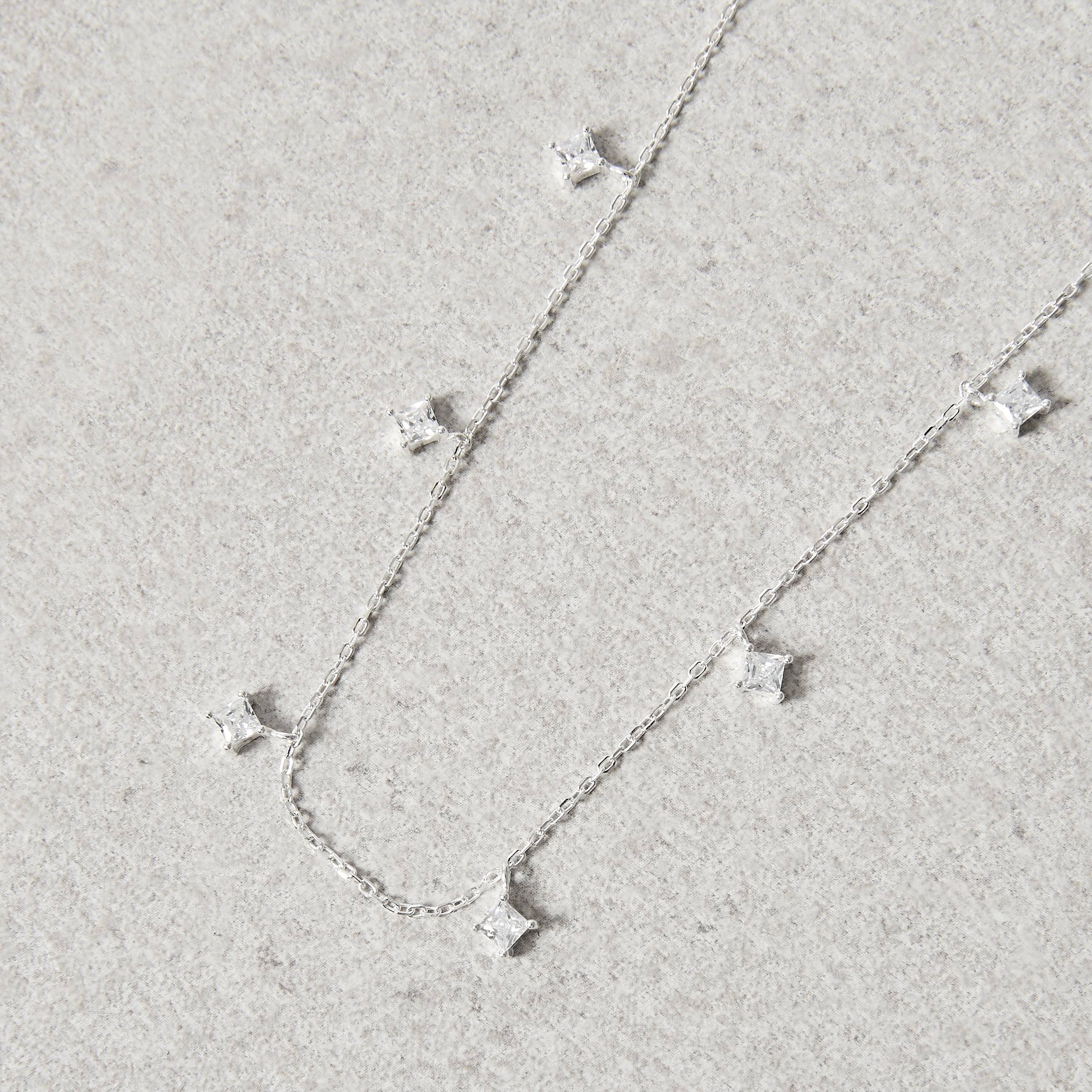 Imagem Colar pingentes zircônia losango 3mm corrente cadeado 40+5cm