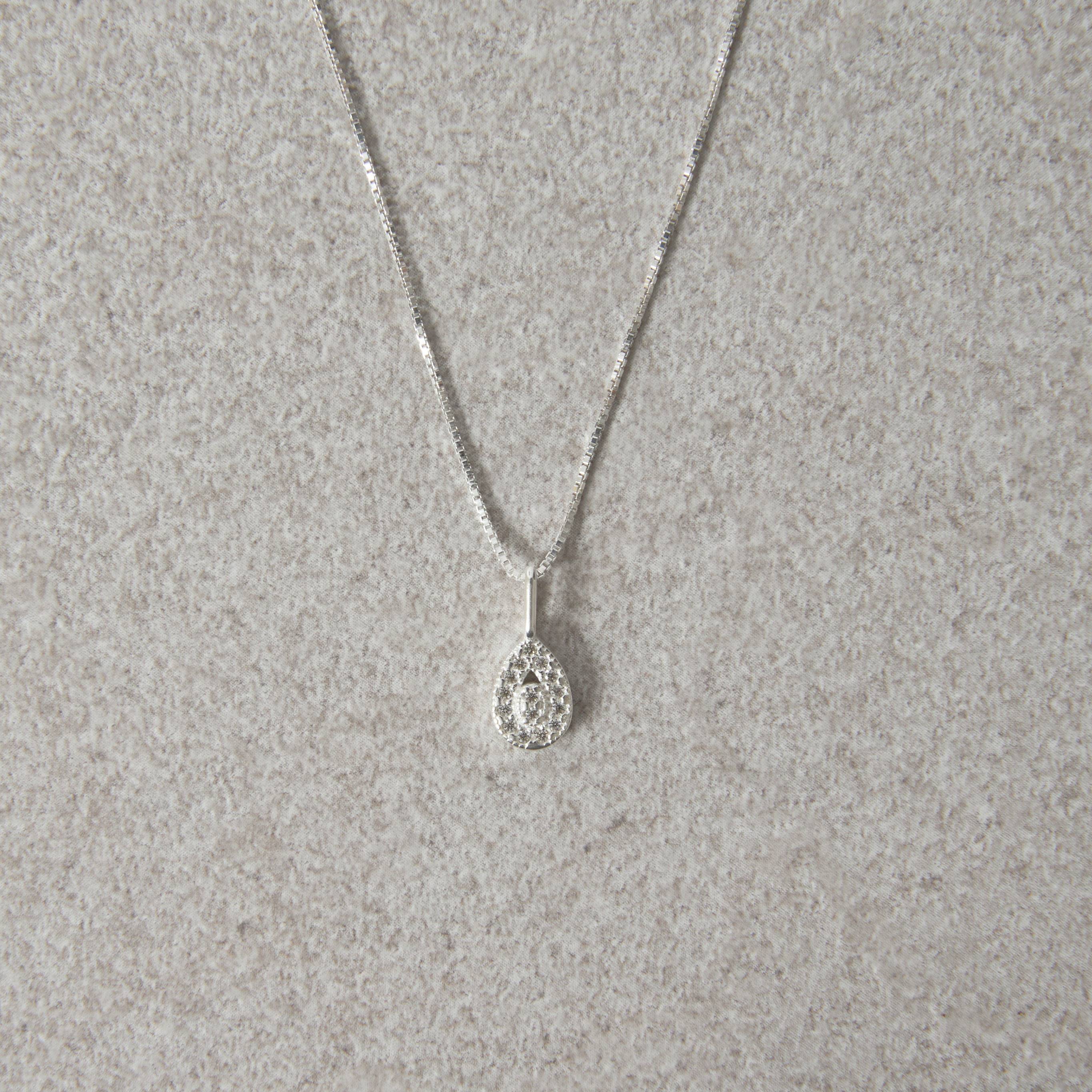 Imagem Secundária Colar pingente gota vazada com cravejado 8mm 40cm