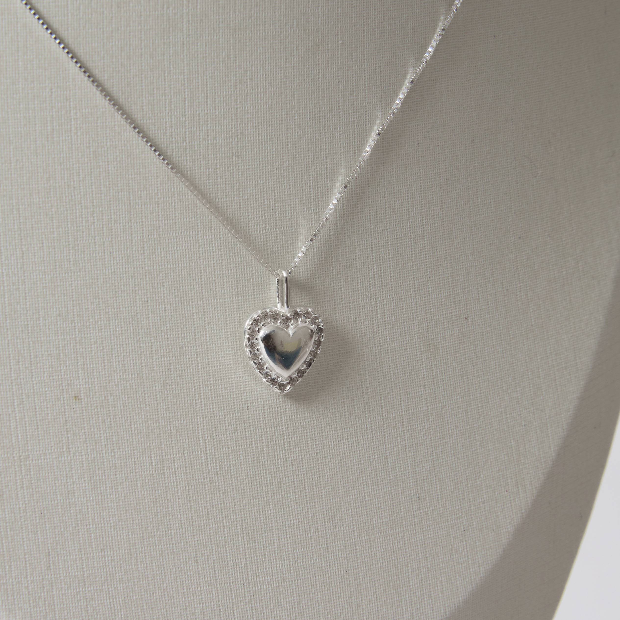 Imagem Secundária Colar pingente coração borda cravejada 11mm 45cm