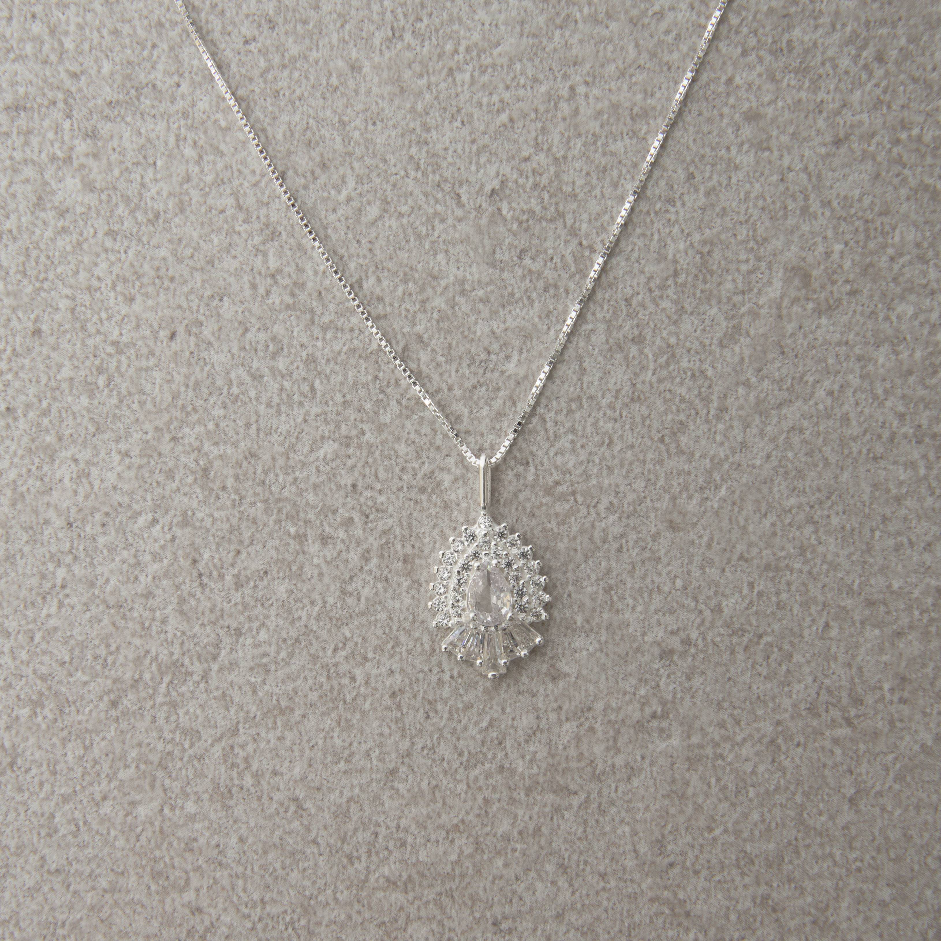 Imagem Colar pingente gota toda cravejada 15mm 45cm