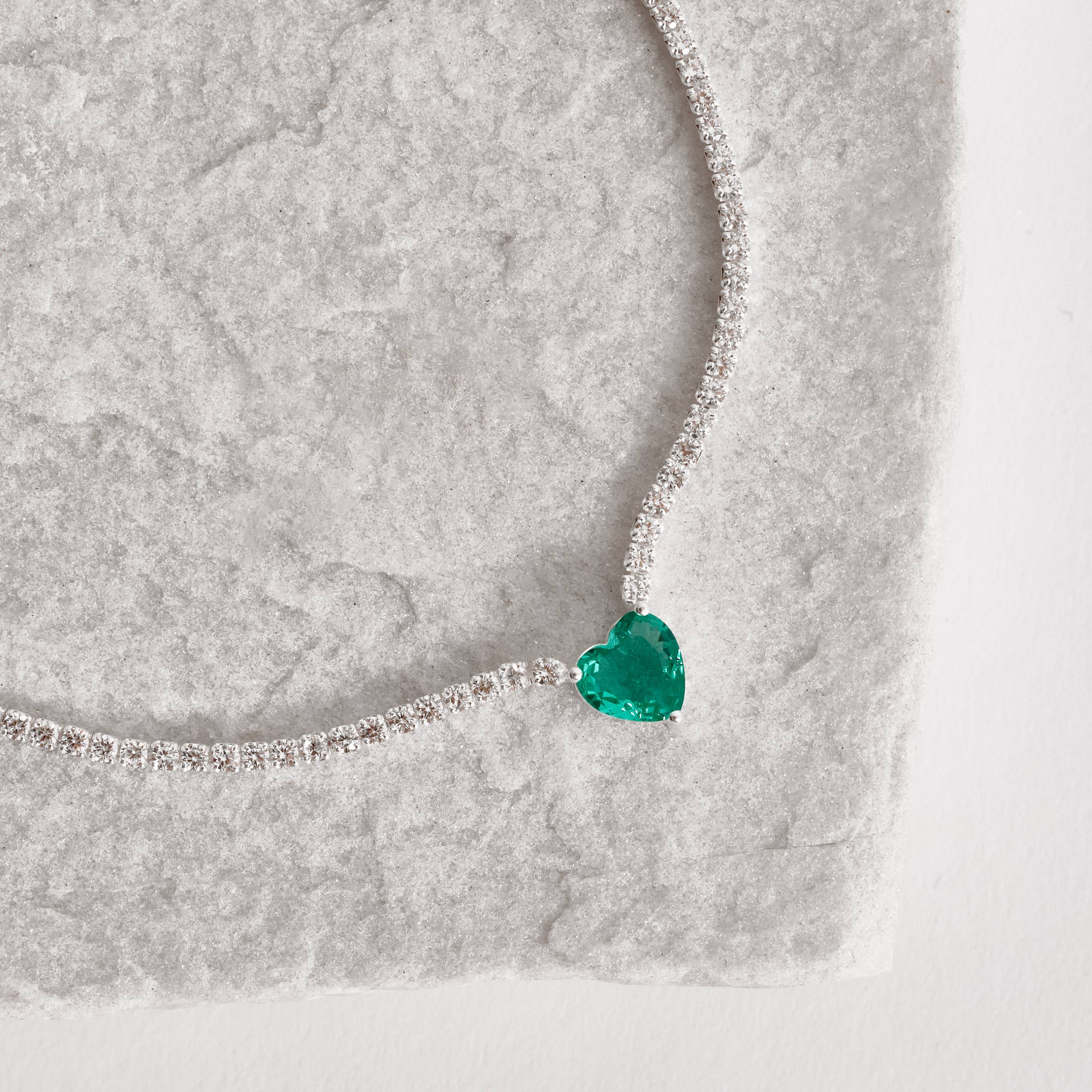 Imagem Secundária Colar Riviera 2.1 com zircônia coração turmalina 9mm 40+5cm