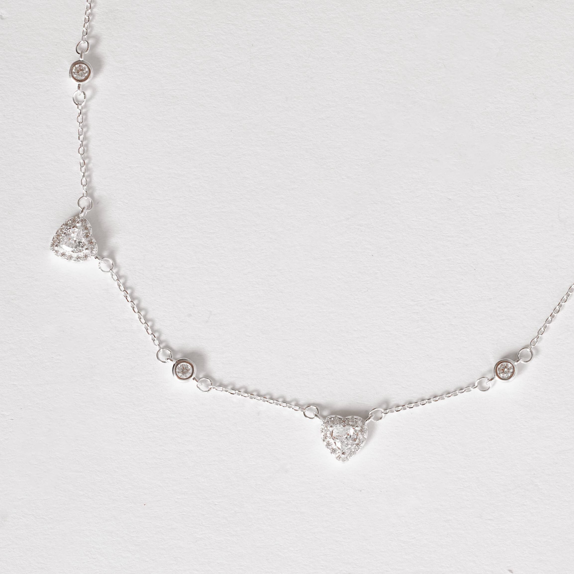 Imagem Secundária Colar entremeios zircônia redonda e zircônia coração com cravejado 7mm corrente cadeado 40+5cm