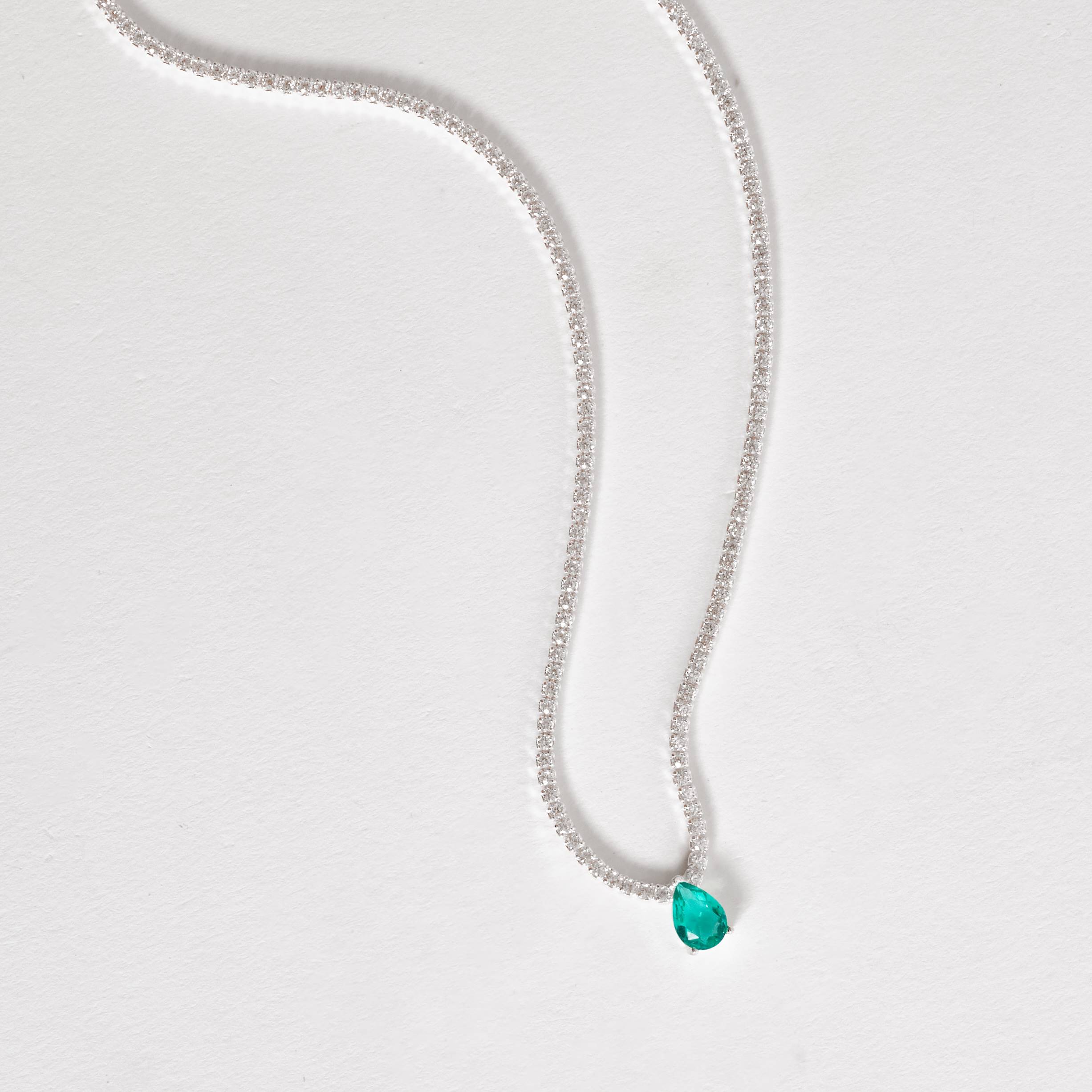 Imagem Colar Riviera 1.7 com zircônia gota acqua 7mm 40+5cm