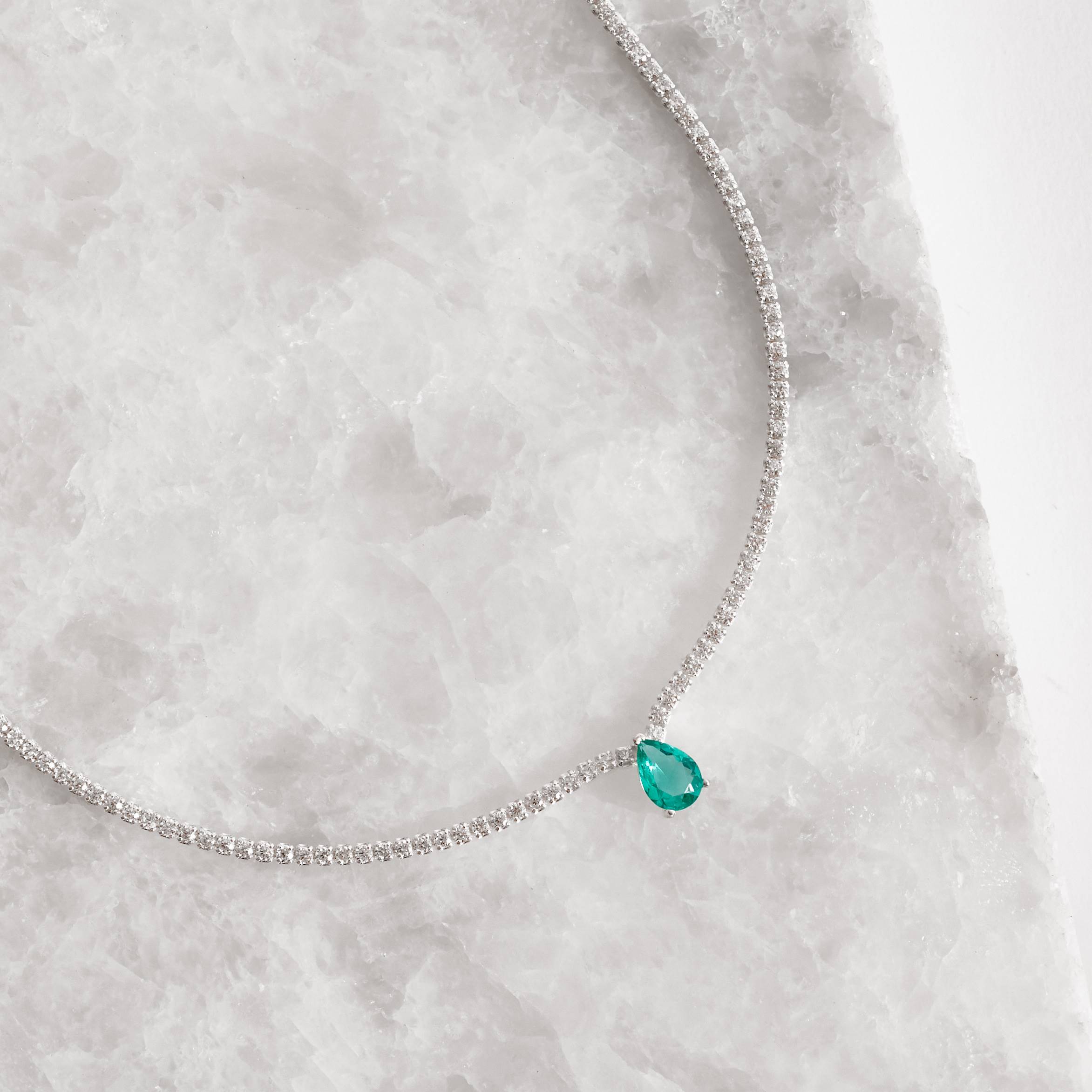 Imagem Secundária Colar Riviera 1.7 com zircônia gota acqua 7mm 40+5cm