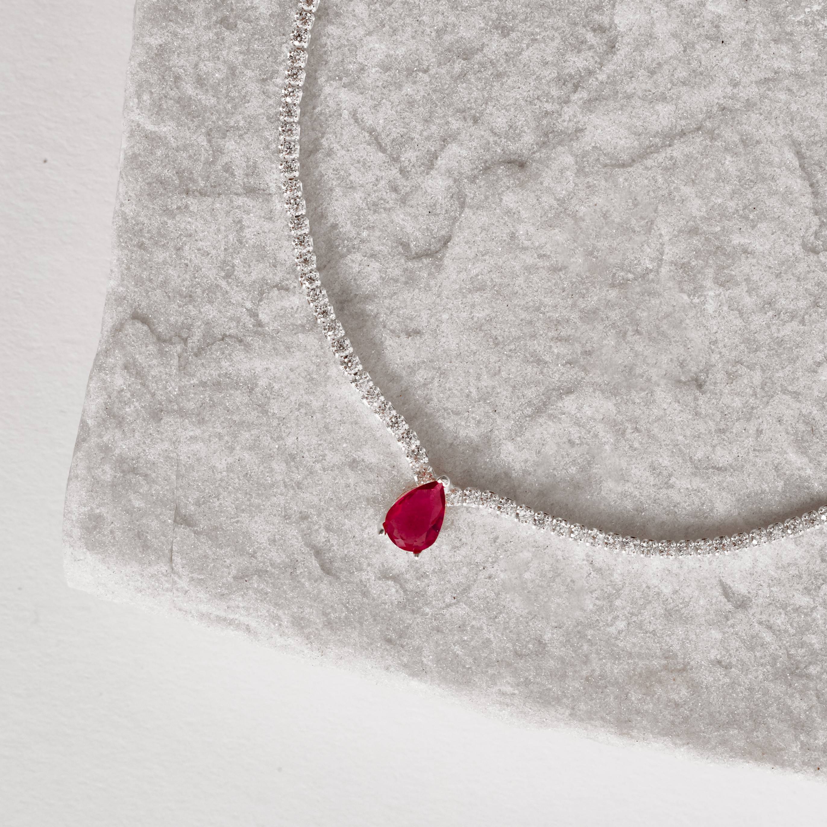 Imagem Colar Riviera 1.7 com zircônia gota rubi 7mm 40+5cm