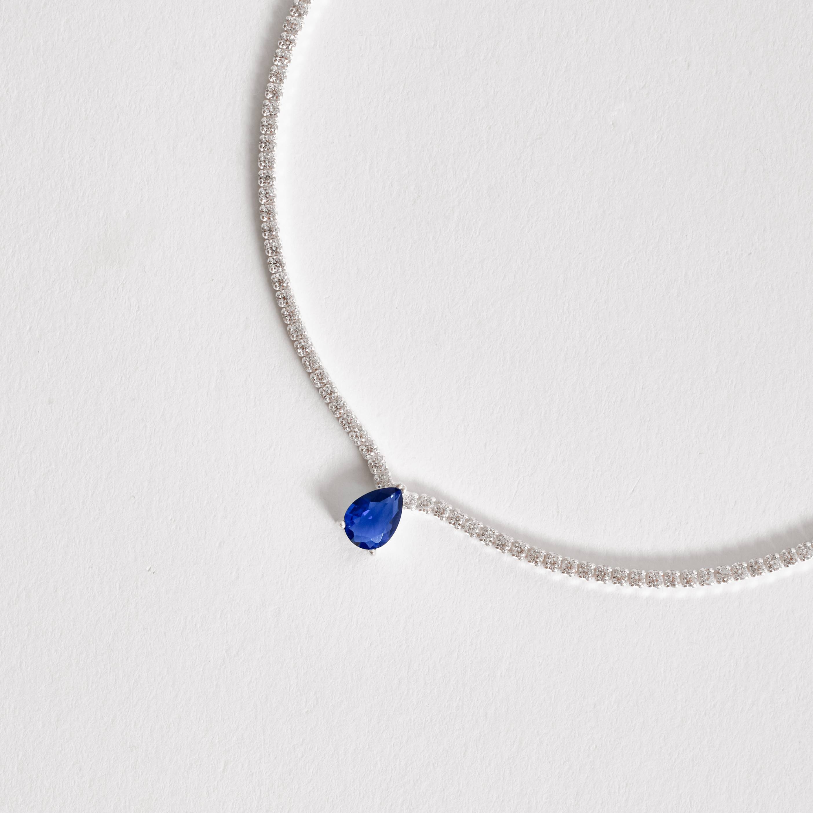 Imagem Colar Riviera 1.7 com zircônia gota azul 7mm 40+5cm