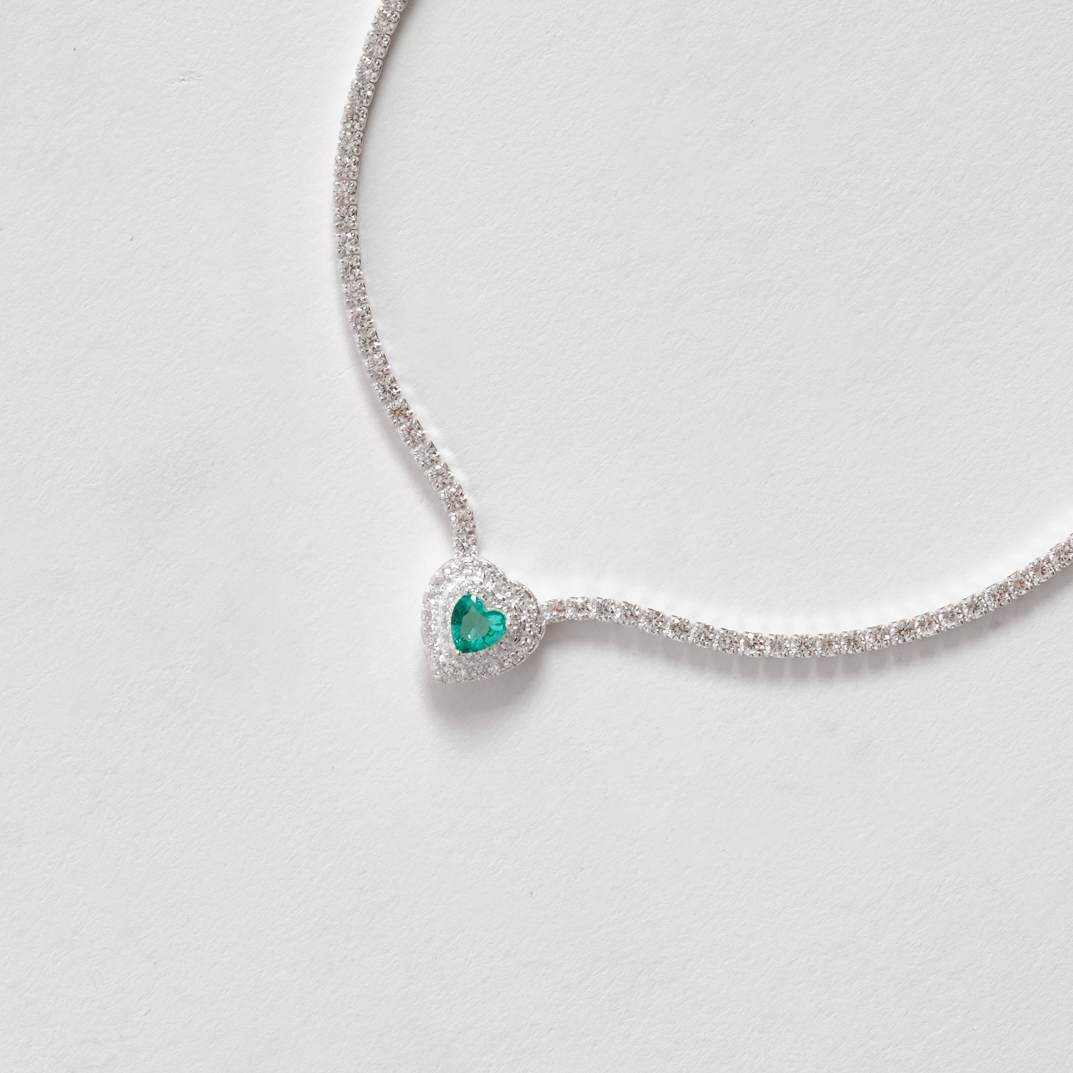 Imagem Secundária Colar Riviera 2.0 entremeio zircônia coração acqua com cravejado 11mm 40+5cm