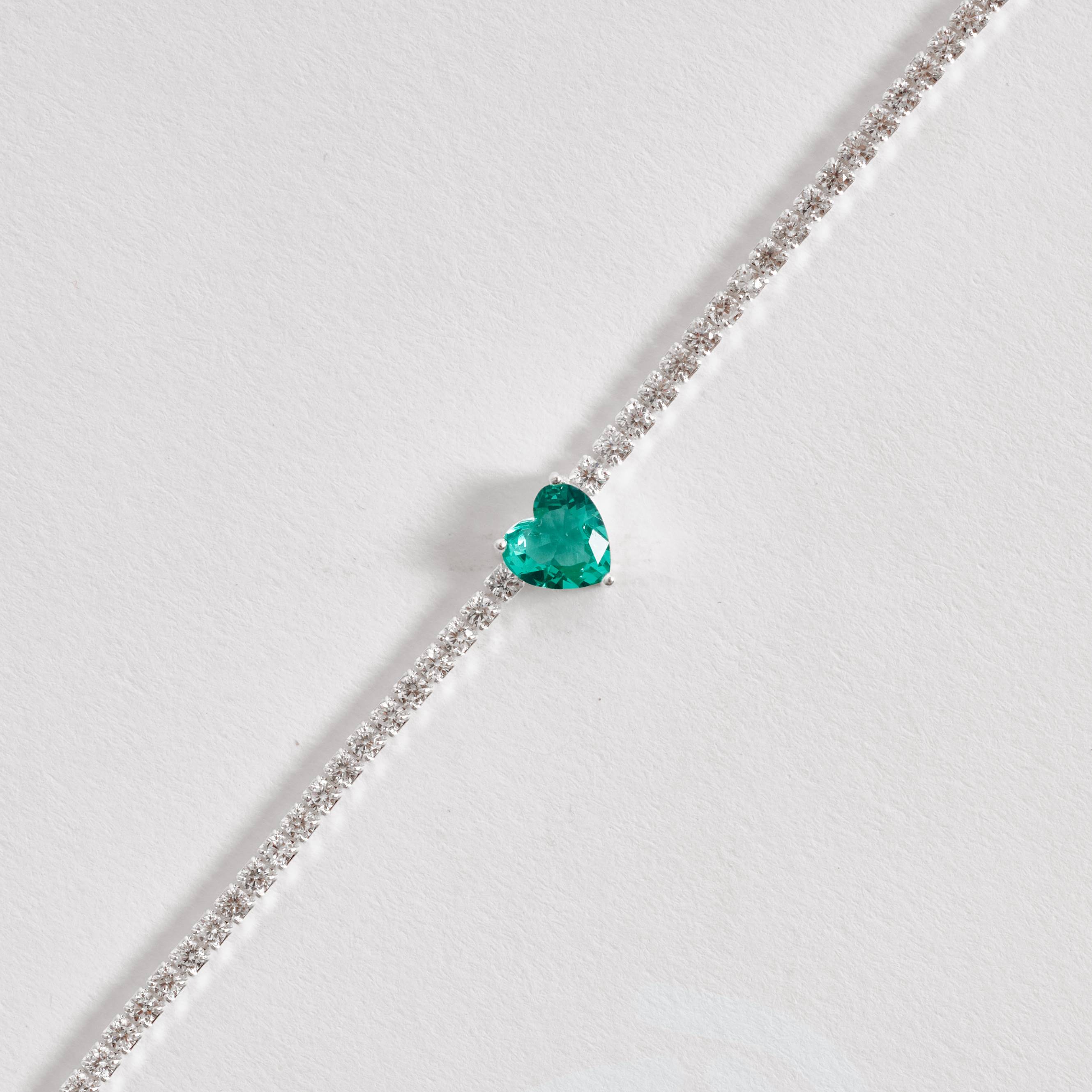 Pulseira Riviera 2.1 com zircônia coração acqua 16+4cm