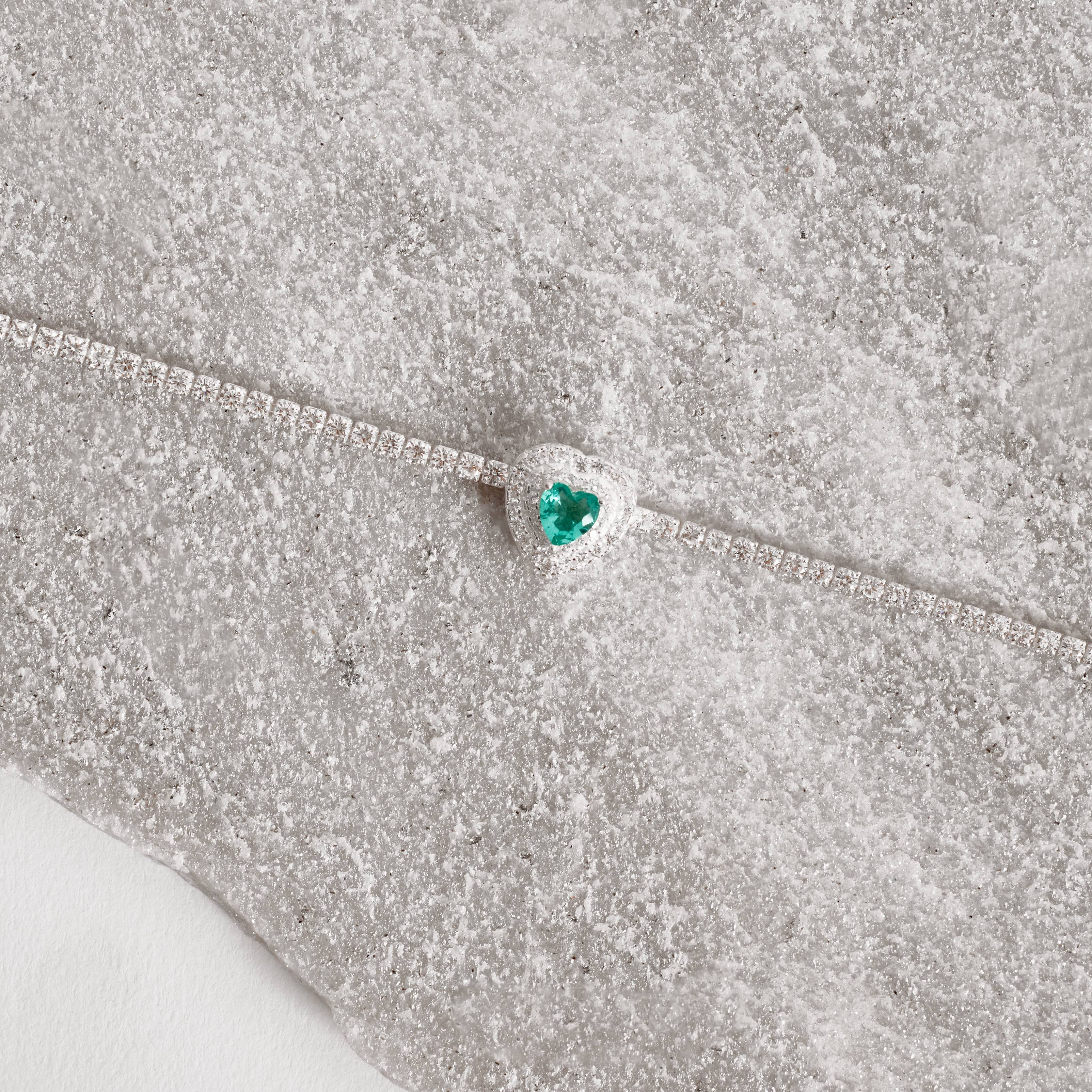 Imagem Secundária Pulseira Riviera 2.1 zircônia coração turmalina com cravejado 16+4cm