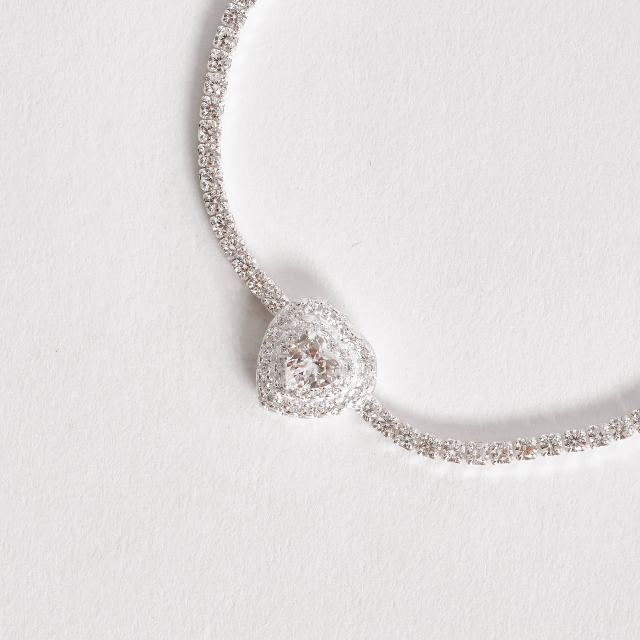 Pulseira Riviera 2.1 zircônia coração com cravejado 16+4cm