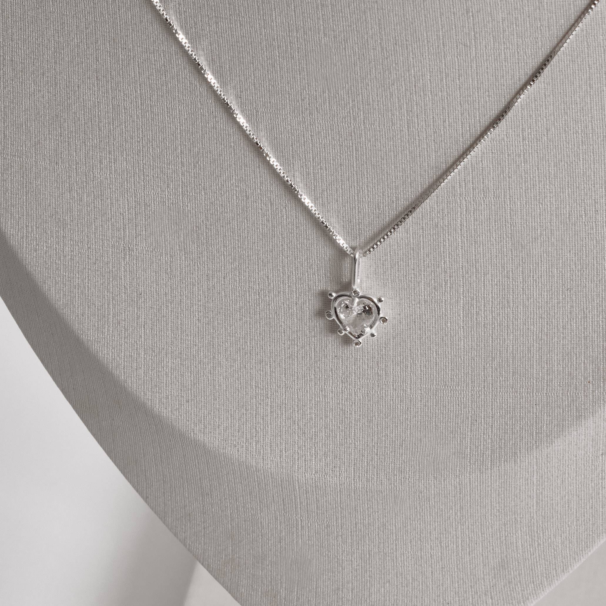 Imagem Secundária Colar pingente zircônia coração trabalhado 9mm 45cm