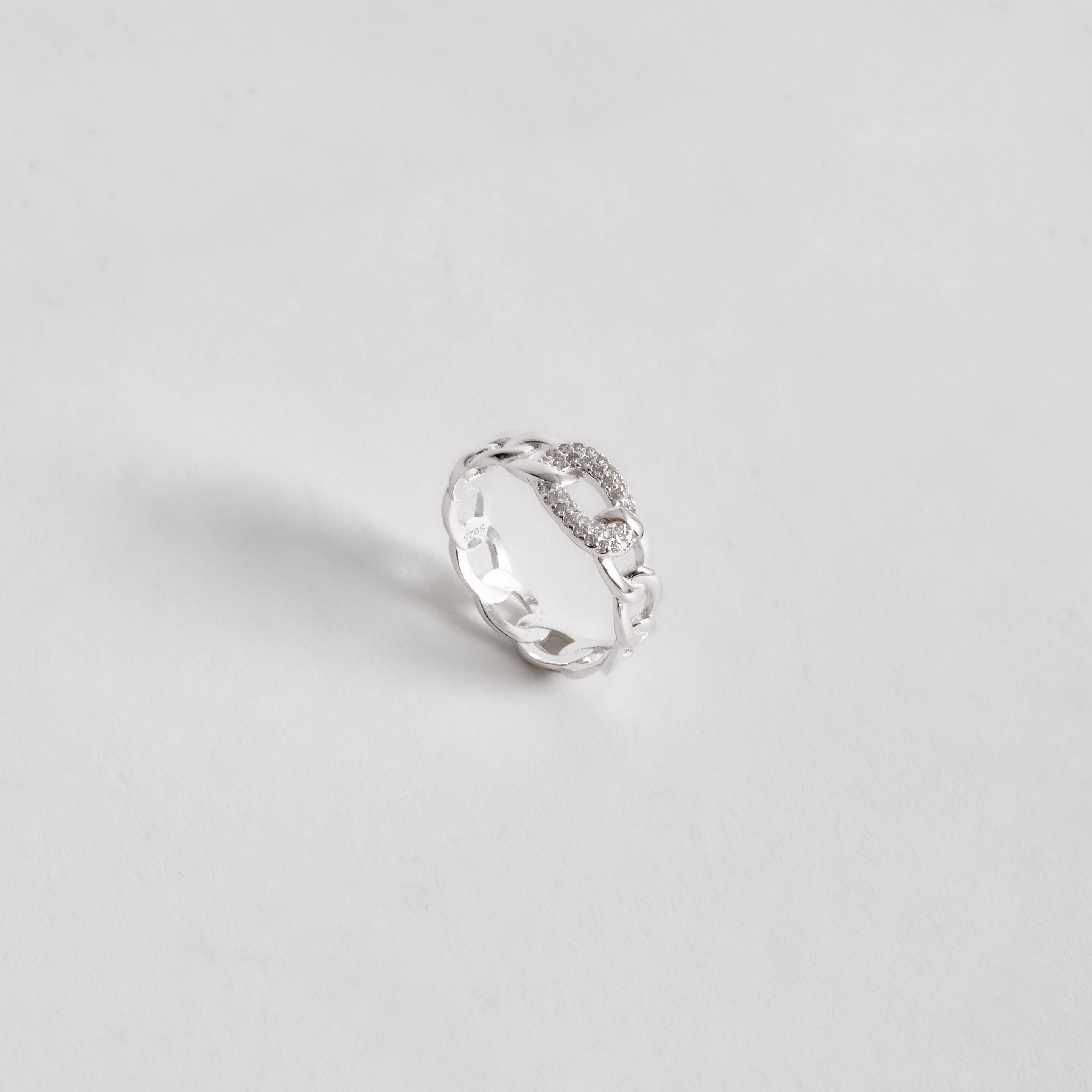 Imagem Anel corrente detalhe elo cravejado