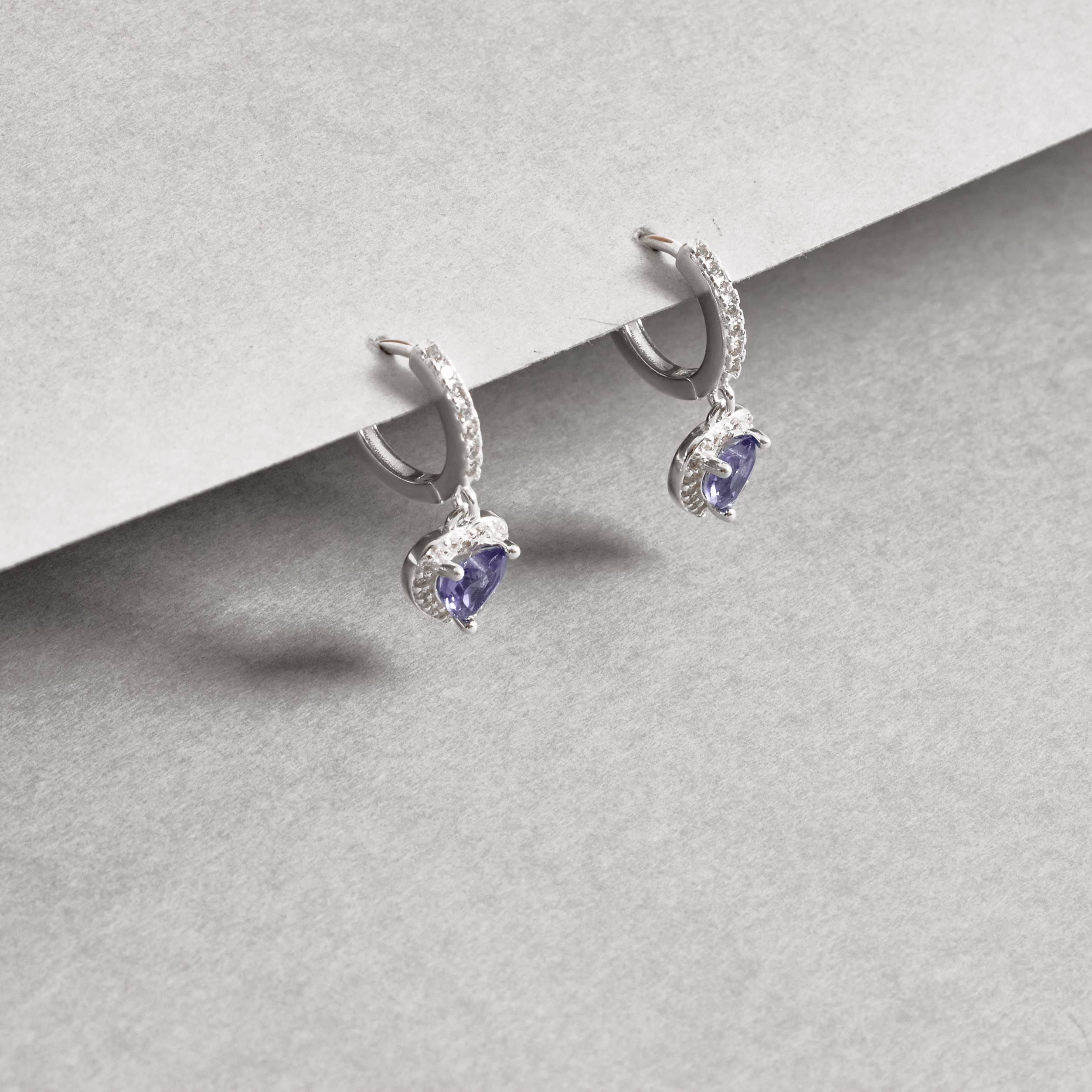 Imagem Argola click cravejada 11mm pingente zircônia coração lilás