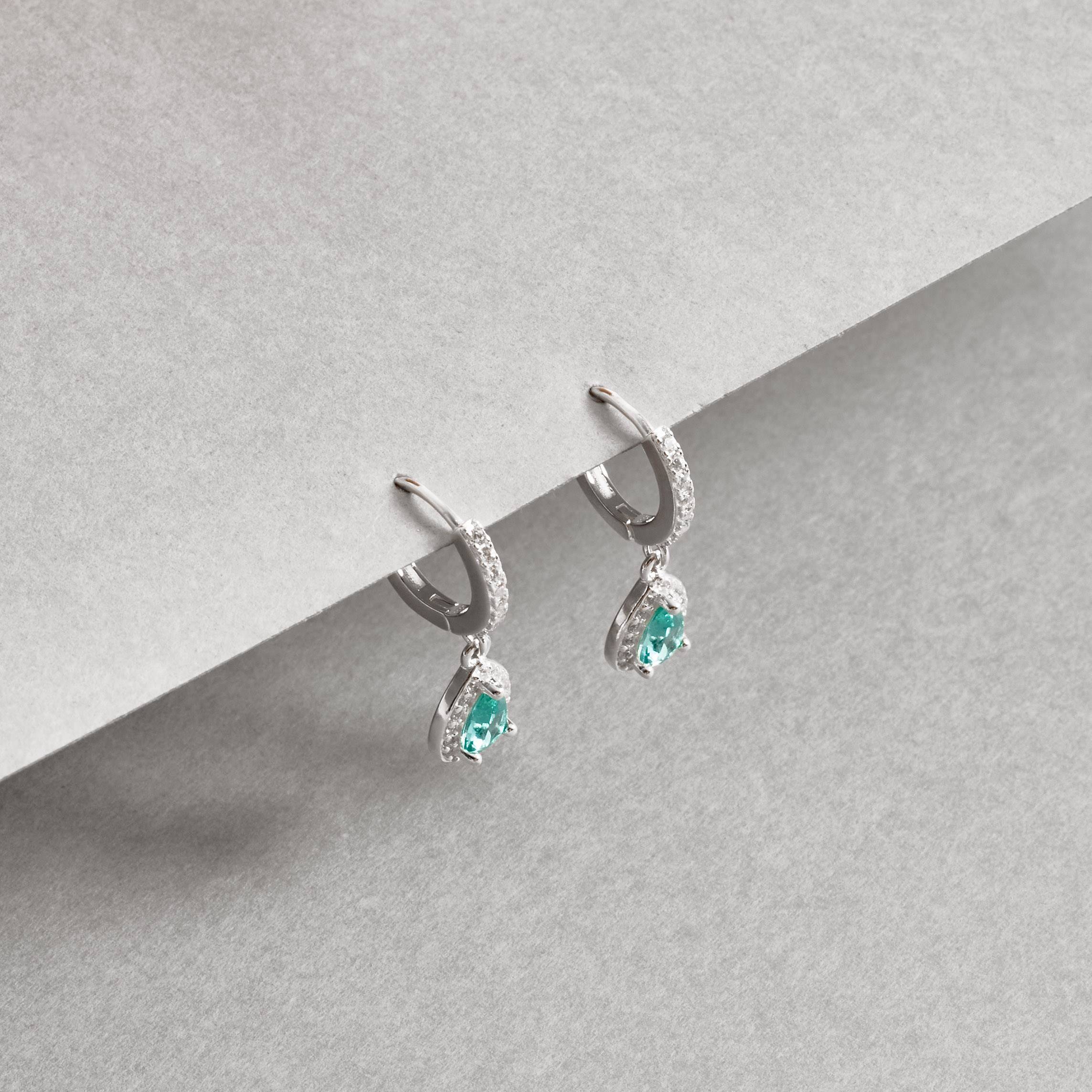 Imagem Argola click cravejada 11mm pingente zircônia gota turmalina