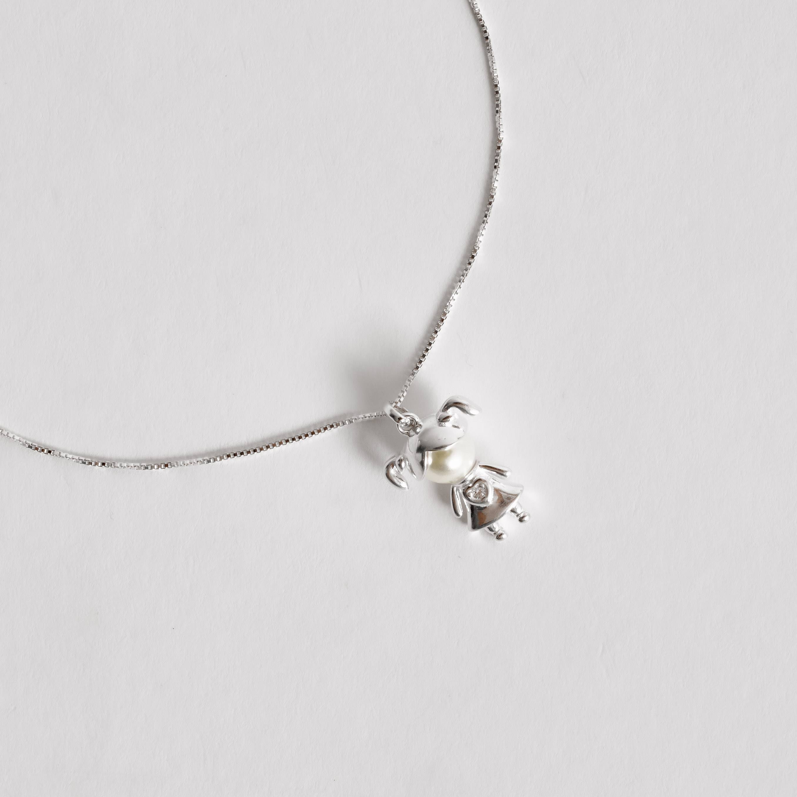 Imagem Colar pingente menina com pérola e zircônia 16mm 45cm