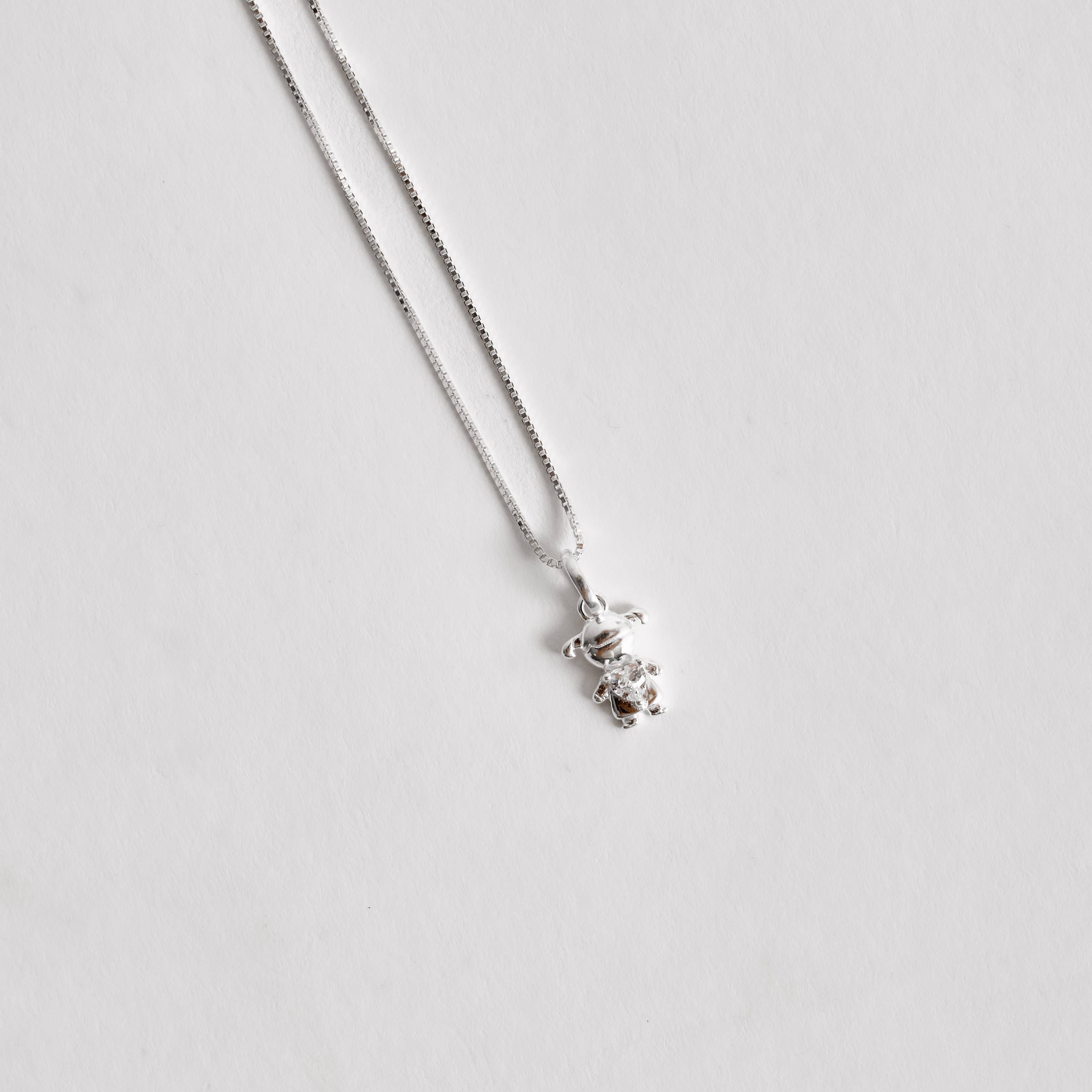 Imagem Colar pingente menina com zircônia coração 9mm 40cm