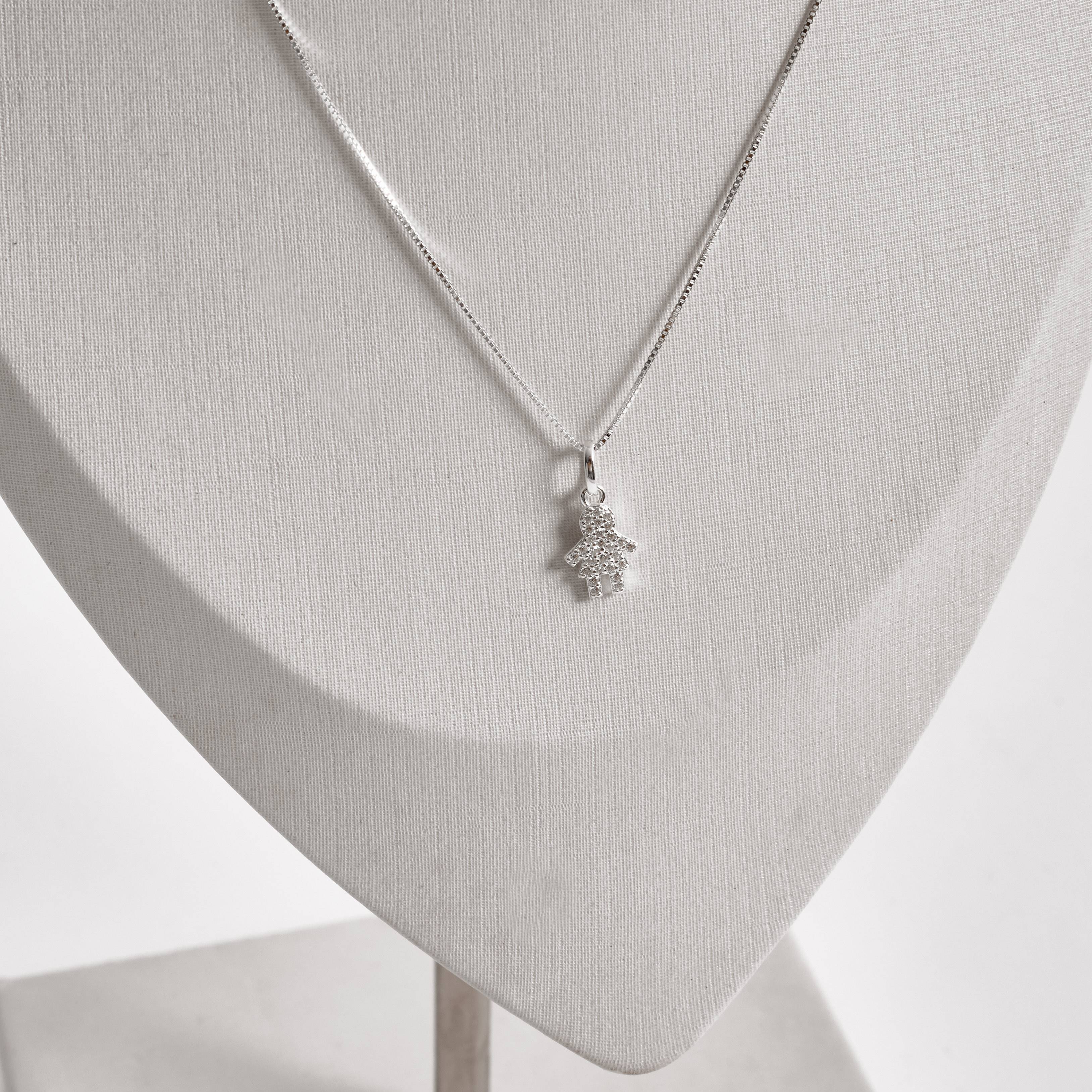 Imagem Colar pingente menina toda cravejada 10mm 40cm