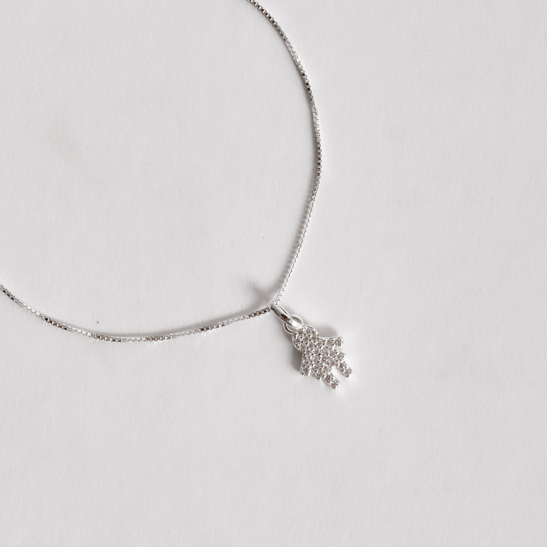 Imagem Secundária Colar pingente menina toda cravejada 10mm 40cm