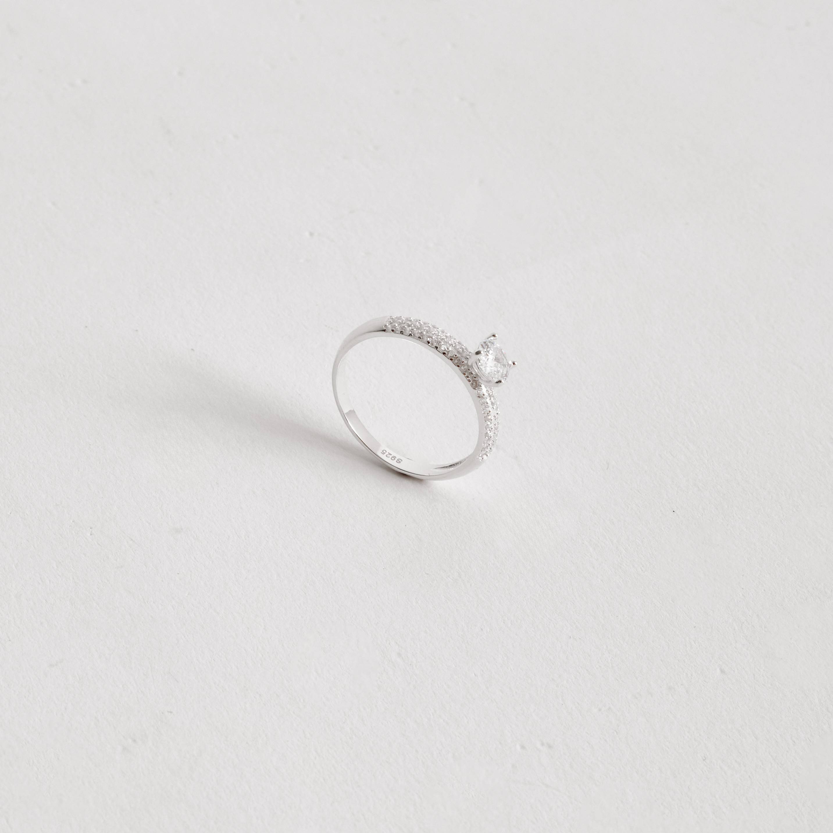 Imagem Secundária Dupla de anéis meia aliança e solitário 5mm