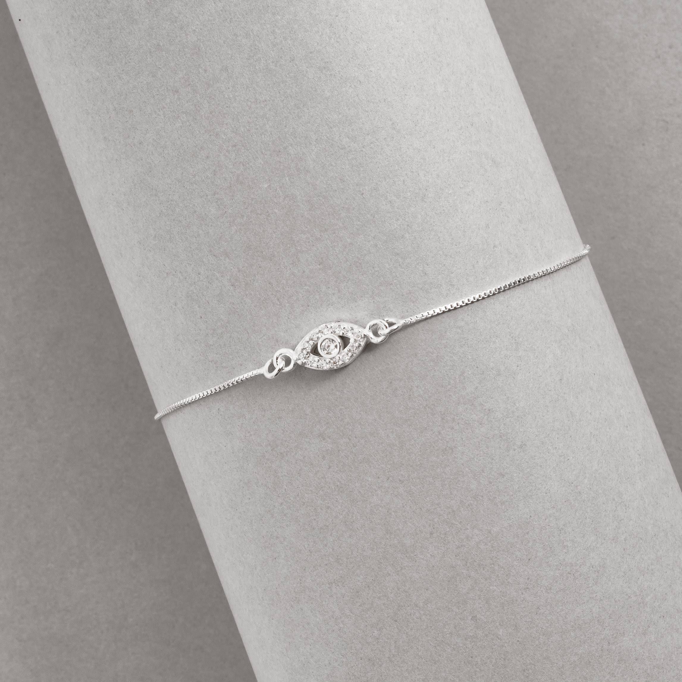 Pulseira entremeio olho vazado cravejado 10mm v12 16cm com alongadora