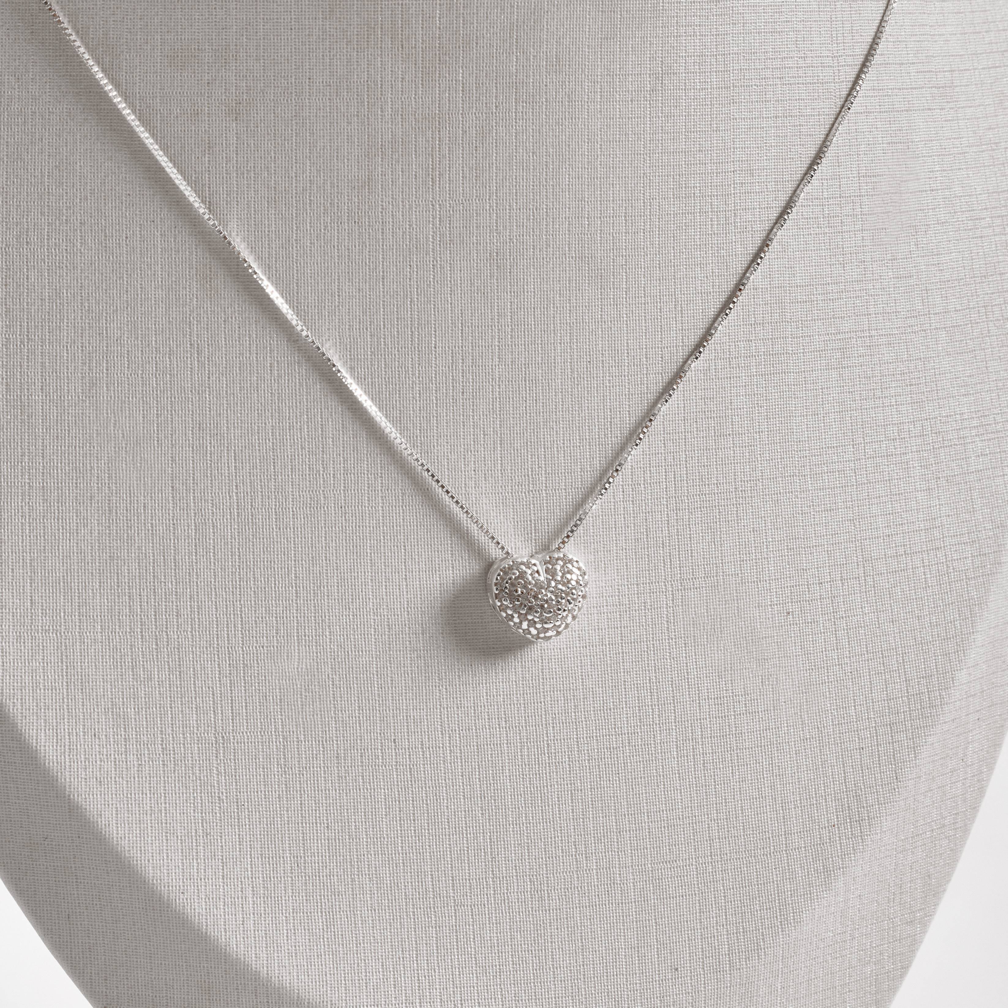 Imagem Colar coração cravejado cristal passante 10mm 45cm