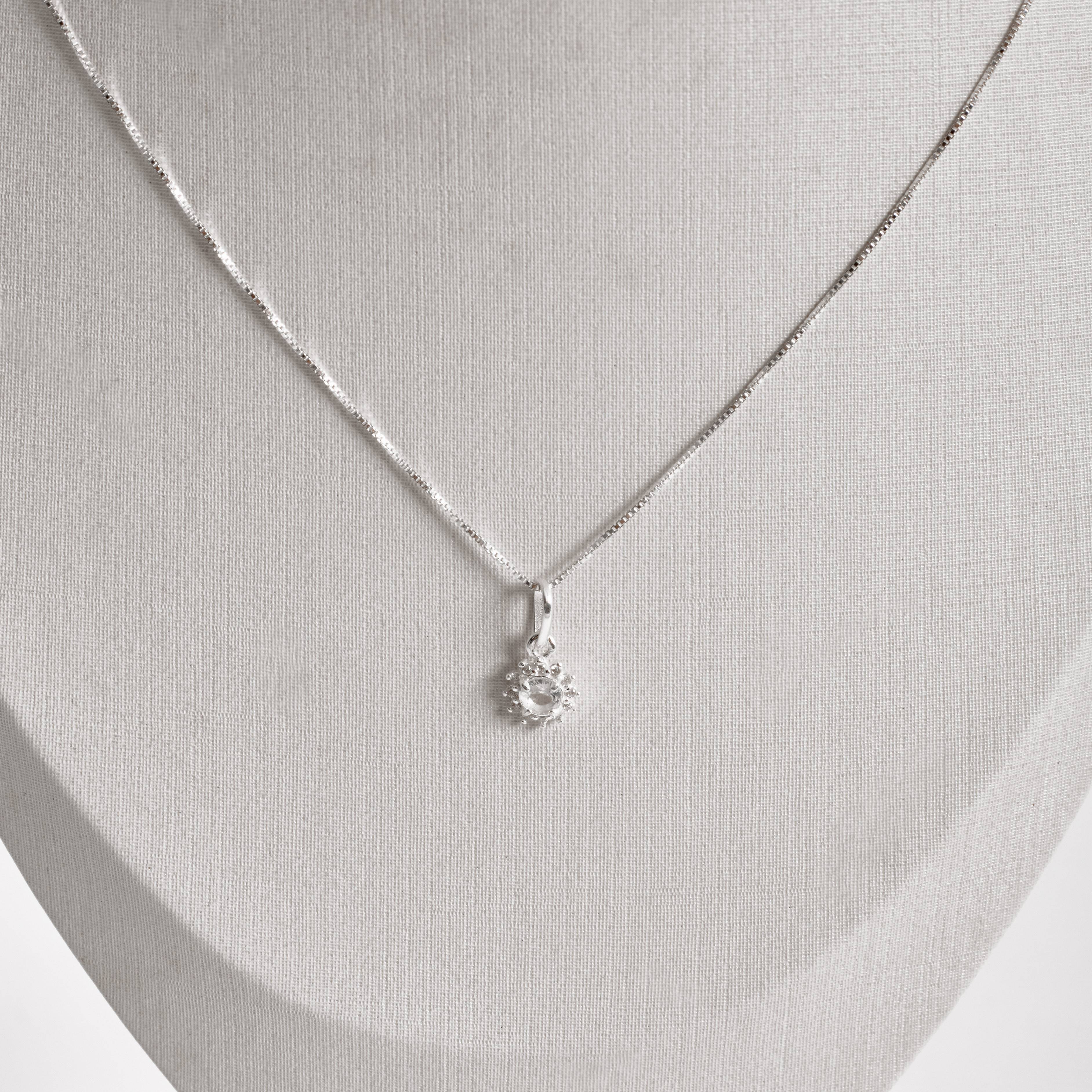 Imagem Colar pingente zircônia redonda cristal com cravejado 7mm 45cm