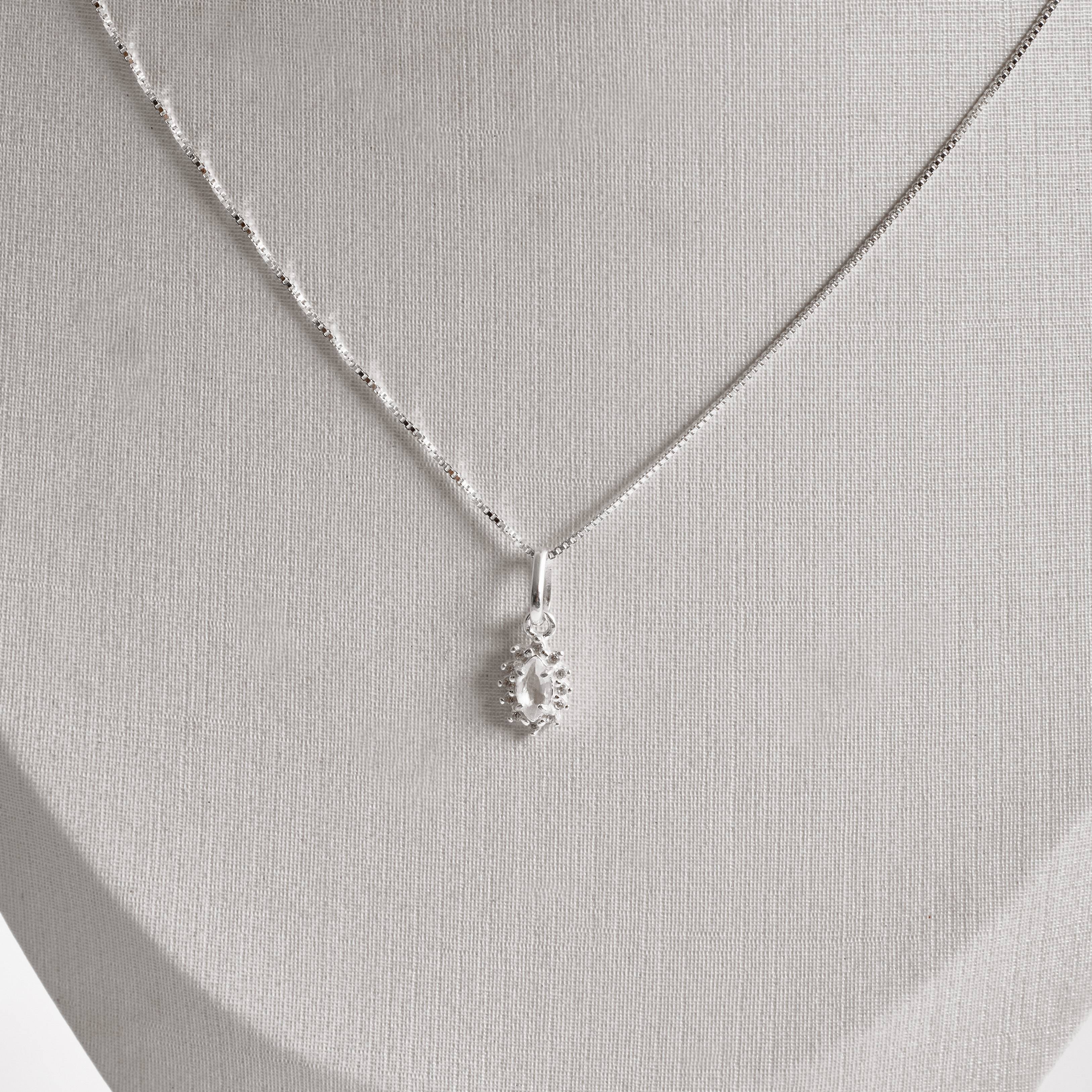 Imagem Colar pingente zircônia navete cristal com cravejado 9mm 45cm